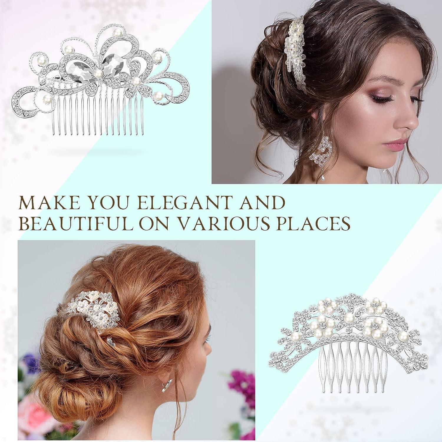 Bridal Pearl Rhinestone Hair Comb Hair Accessories, Bridal Wedding