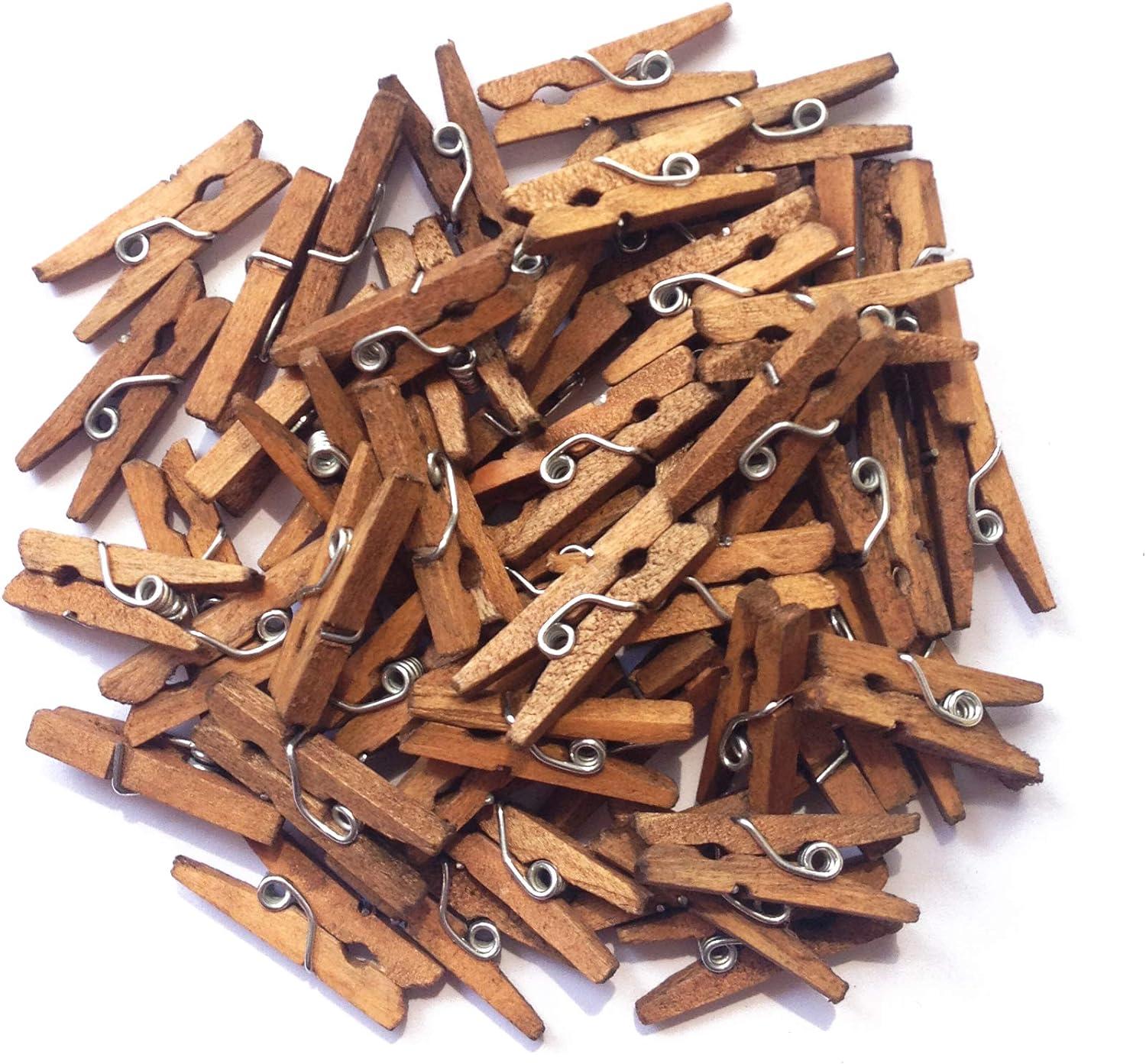 100 Mini Craft Clothespins Wood 1 Small Arts Photo Tan Color Clothes Pins  Clips