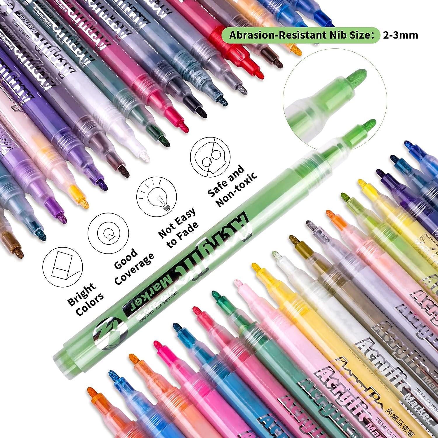 Acrylic Paint Marker Pens Set, 36 Color Acrylic Paint Pen Medium Tip,  Acrylic Paint Markers for