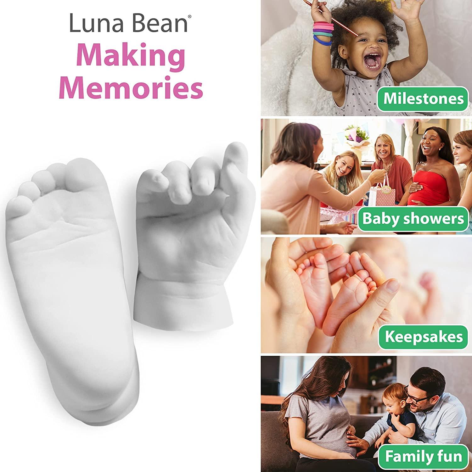 Luna Bean Baby Keepsake Hand Casting Kit - Plaster Hand Molding Casting Kit for Infant Hand & Foot Molding - Baby Casting Kit for First Birthday, Chr