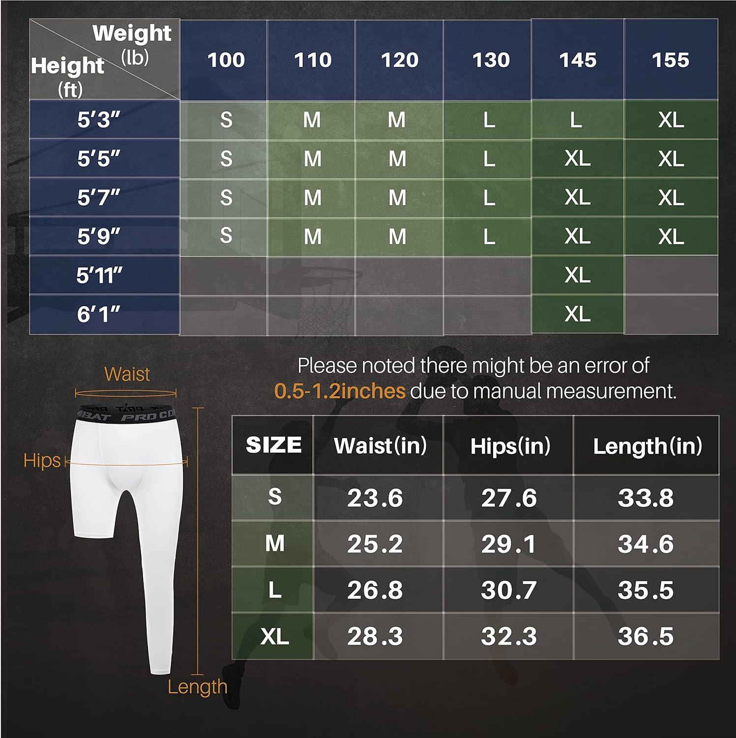 Koalarun One Leg Compression Tights Full Length for Basketball Single Leg  Long Pants Sports Base Layer Leggings 1-2 Pack White - Left Long + Right  Short Small
