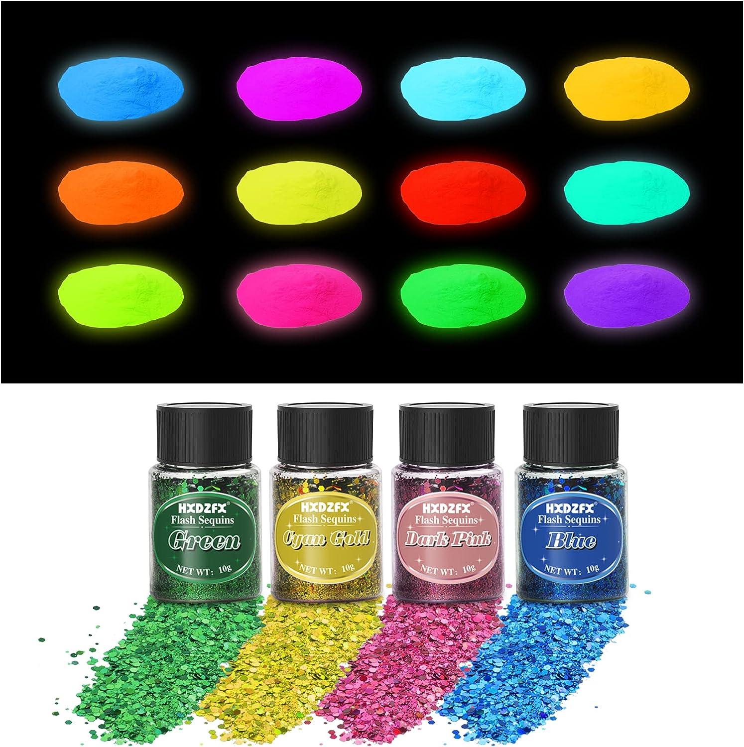 12 Colors Glow Inthe Dark Acrylic Powder Luminescent Pigment High