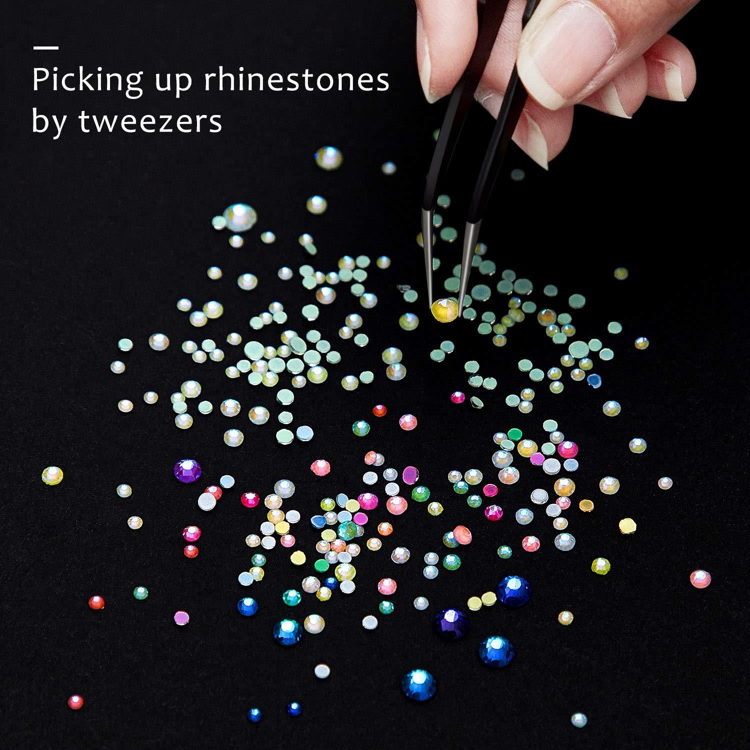 1440 Pieces Luminous Rhinestones Neon Color Fluorescent Crystal Rhinestones  Flatback Round Rhinestones 3D Nail Decoration Charms with Tweezers, Mixed  Size 12 Colors for Nail Design Accessories