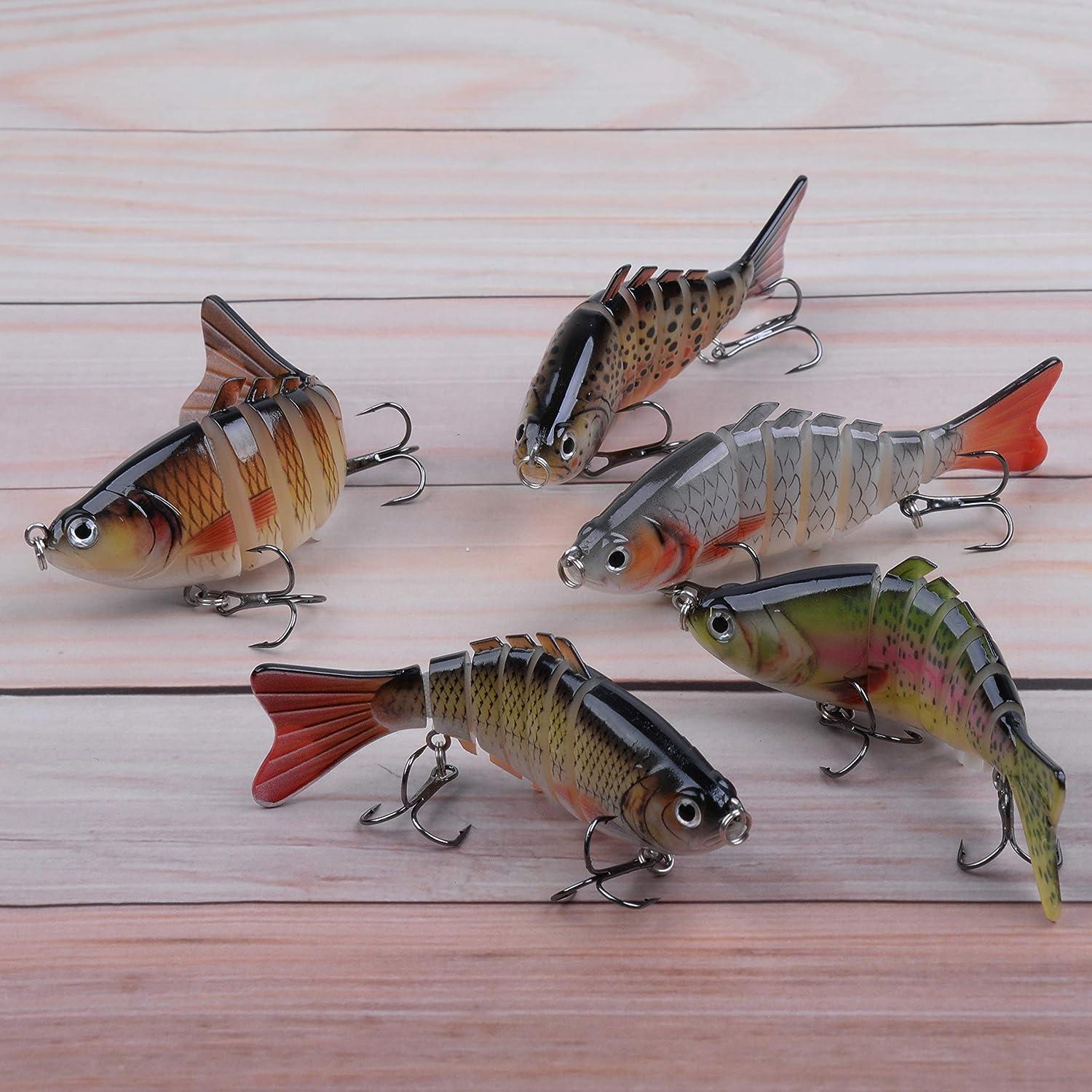 Fishing Lures for Bass Trout, 5pcs Segmented Multi Jointed