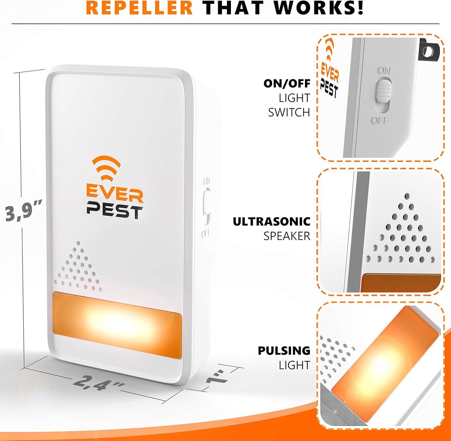 Ultrasonic Pest Repeller Plug in - Electronic Insect Control Defender - 2  Pack Spider Flea Rodent Mosquito Mouse Moth Roach Squirrel Scorpion Rat Bat  Bee Wasp German O