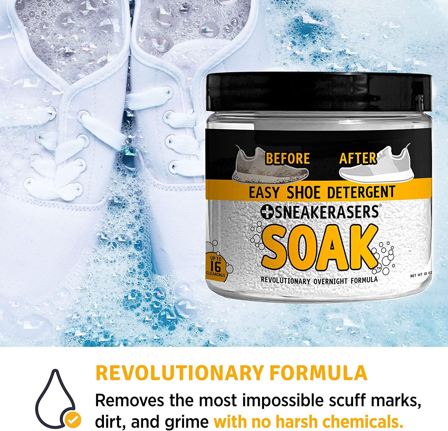 SneakERASERS Overnight Soak, Shoe and Sneaker Cleaner, Easy Detergent for  Sneakers athletic shoes, and more. No fuss!