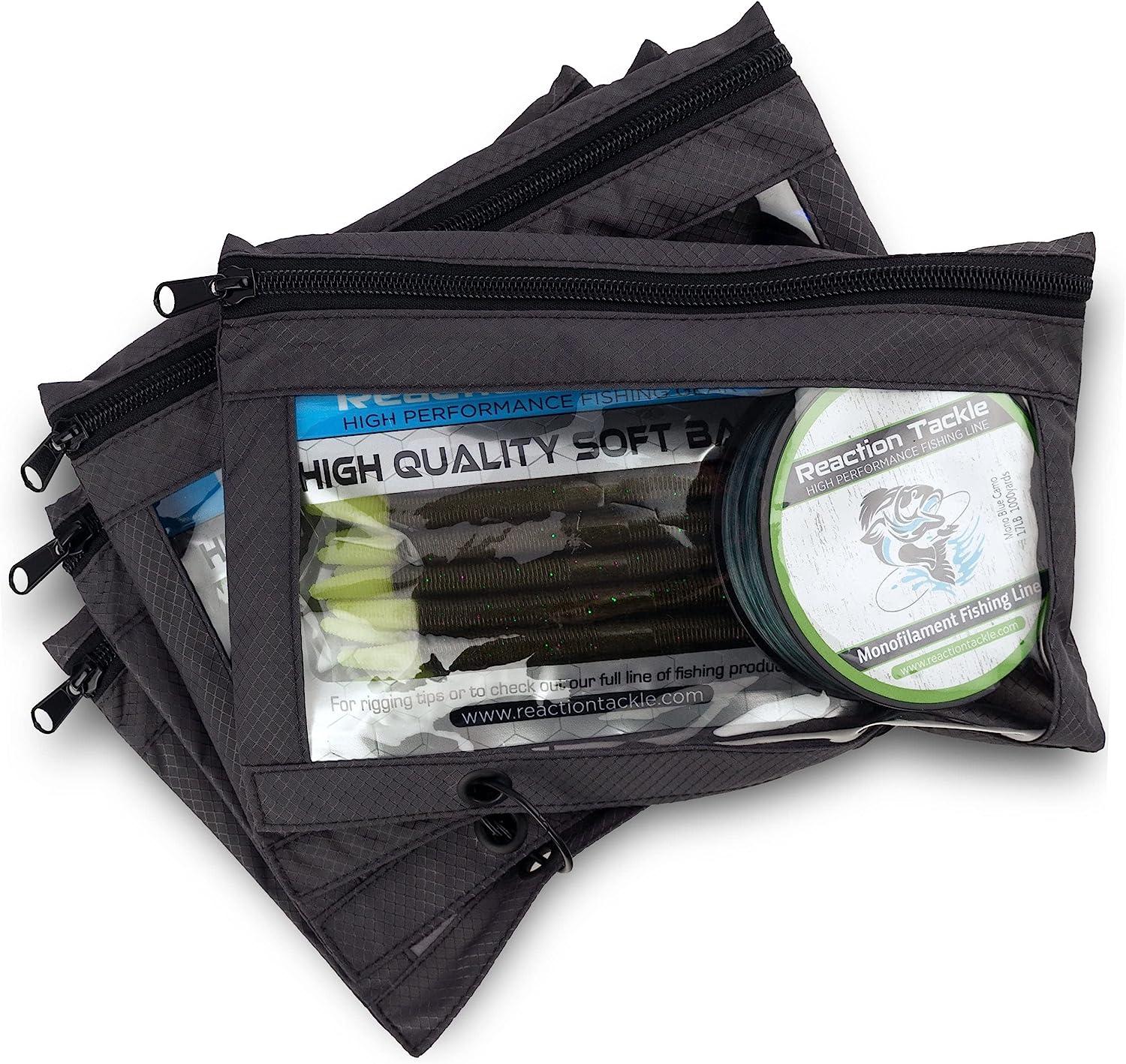 Reaction Tackle Deluxe Bait Binder - Salt Water Resistant Fishing Tackle  Binder with 4 Single Pocket Sleeves and 2 Double Pocket Sleeves, Heavy Duty Soft  Plastic Bait Storage Lines, Hooks, Sinkers b.