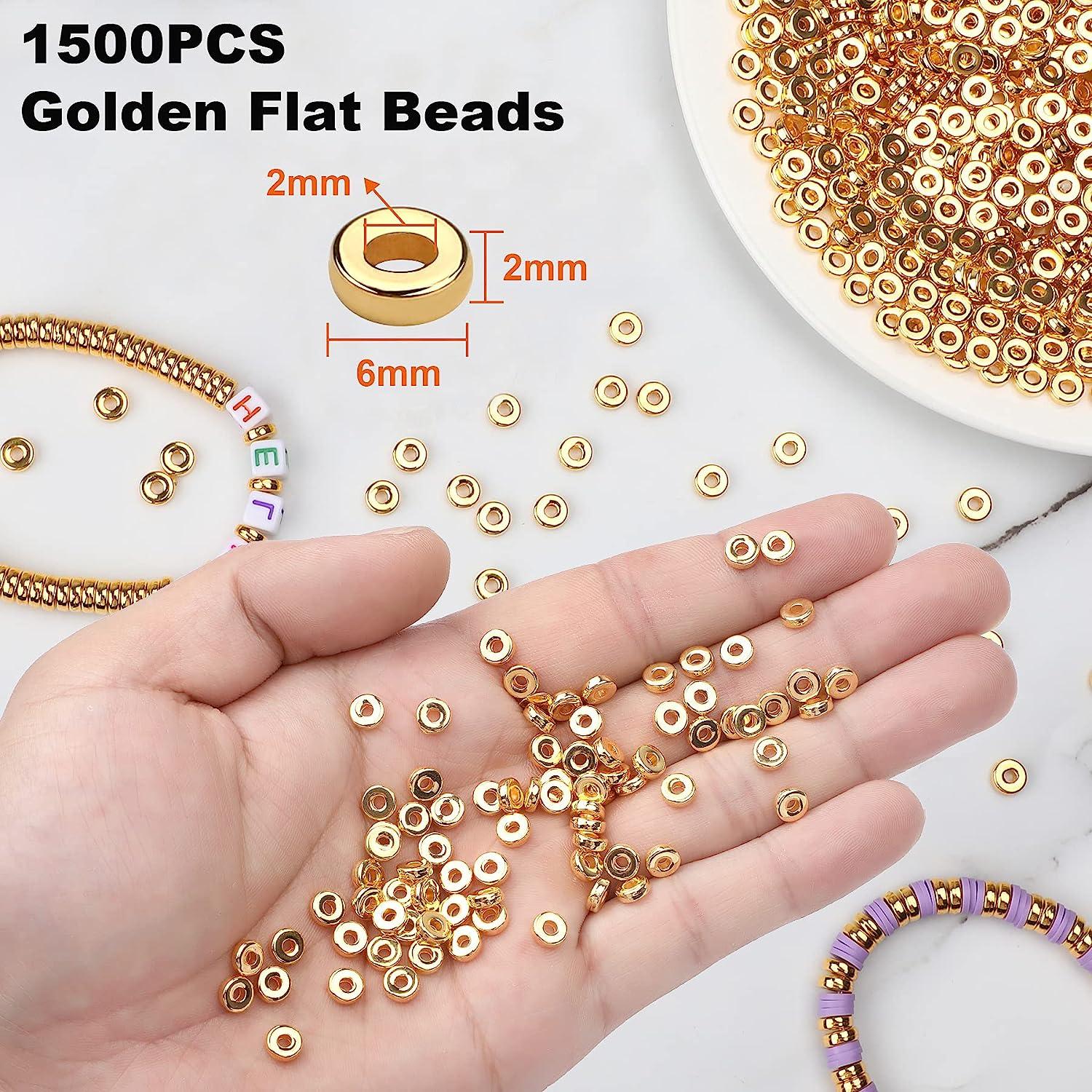 800 Pcs 6mm Flat Gold Beads Flat Round Spacer Beads for Bracelets Making  Round Rondelle Spacer Beads for Jewelry Making Flat Spacer for Necklaces  DIY Loose Beads(Mixed Color)