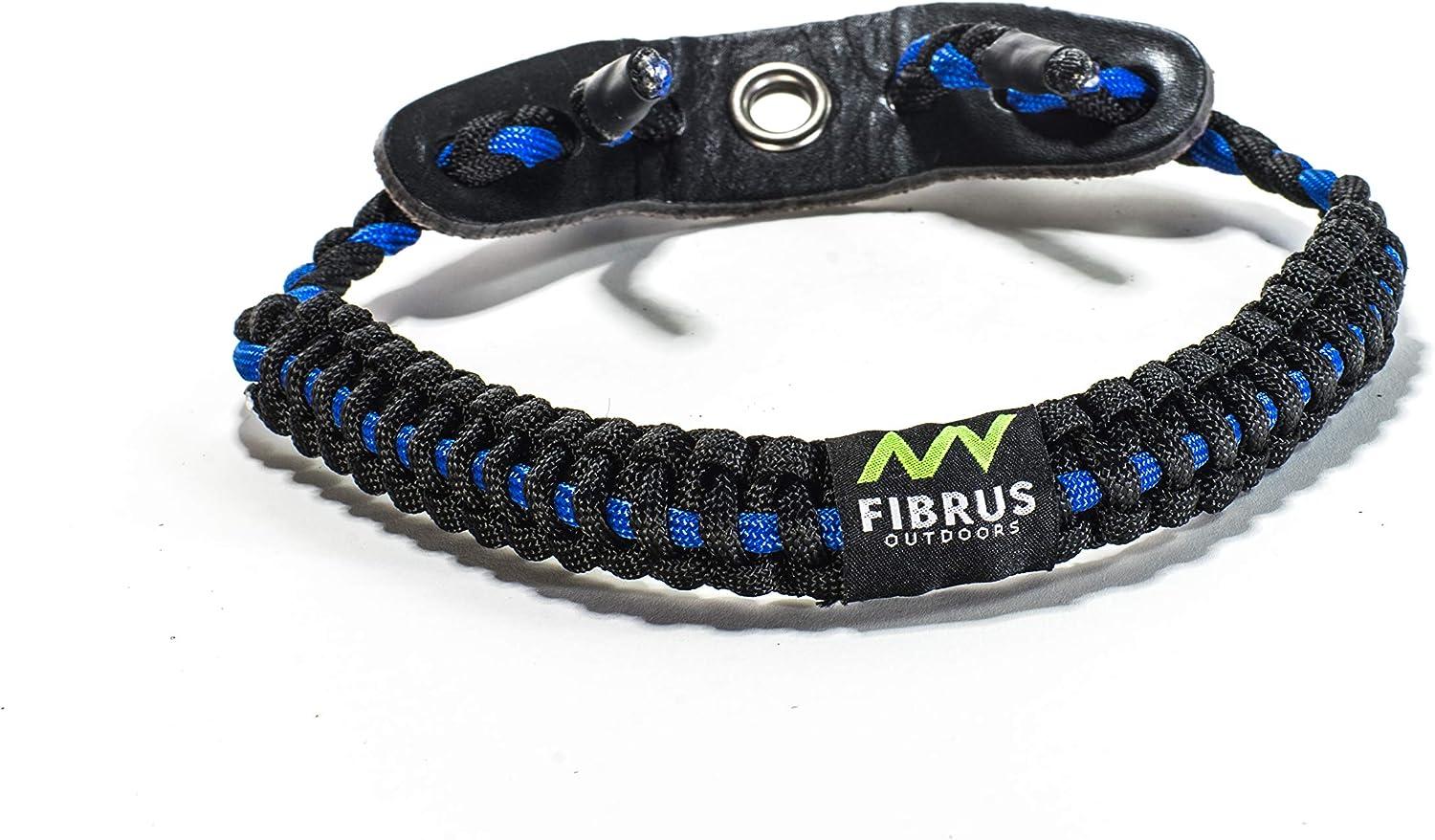 Fibrus Outdoors Bow Wrist Sling 550 Paracord - Survival Hunting Shooting -  Durable Leather with Grommet (Multiple Color Options) (Black with Thin Blue  Line)