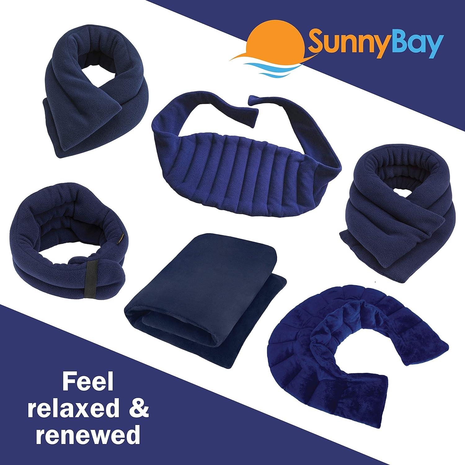 Sunny Bay Microwavable Neck Heating Pad for Pain Relief, Washable Neck Wrap Blue, Size: Medium