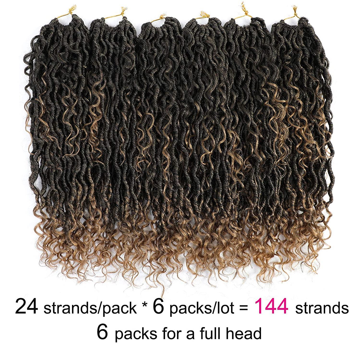 1 Packs Curly Faux Locs Crochet Hair, 18 Inch Crochet Hair Synthetic Braids,  Boho Style Hair Extensions (14 Inch,18 Inch, 22 Inch, 1 Packs, T1B/27)