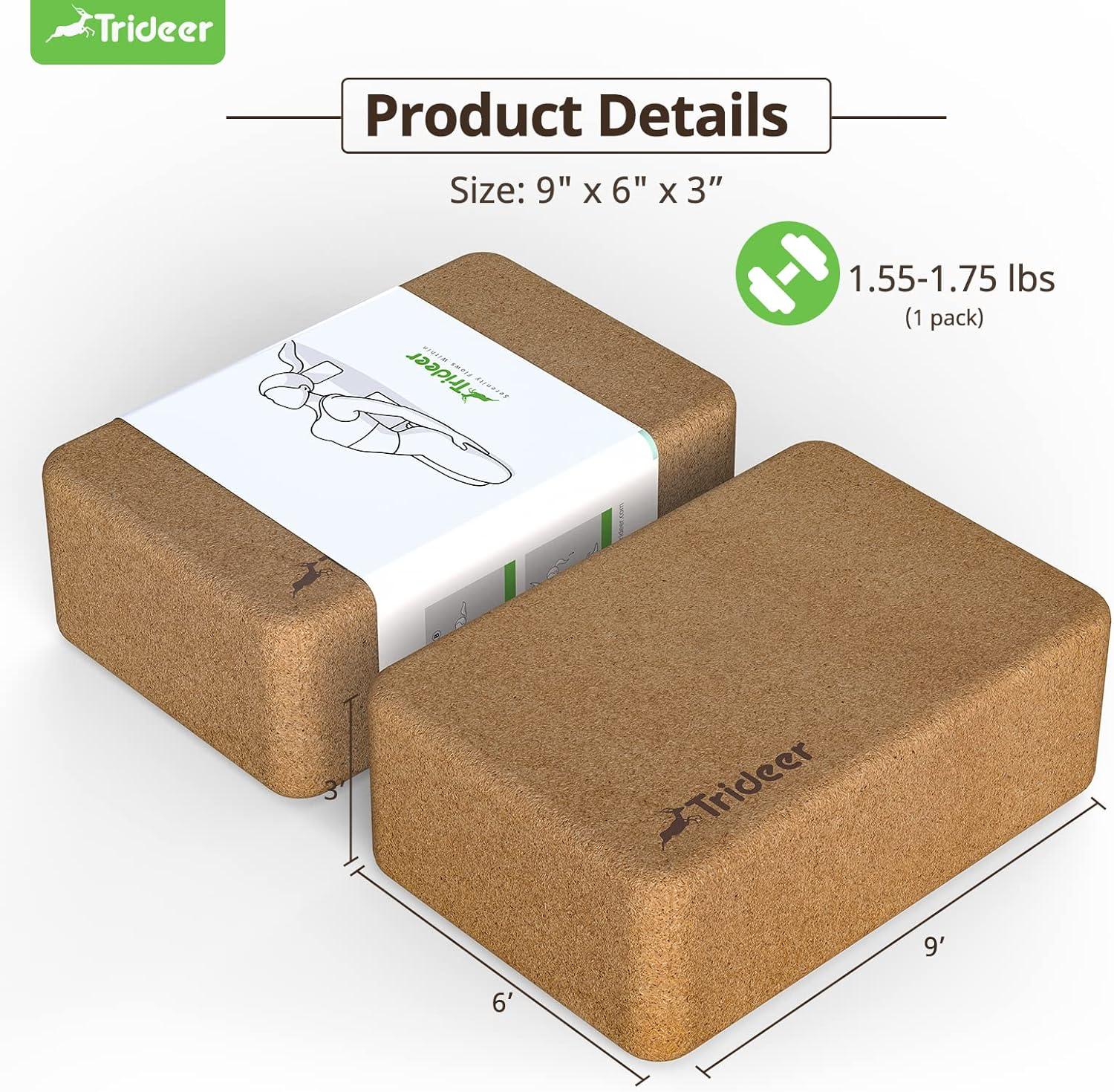1 Pack Cork Yoga Blocks - Natural and Sustainable Cork Yoga Brick