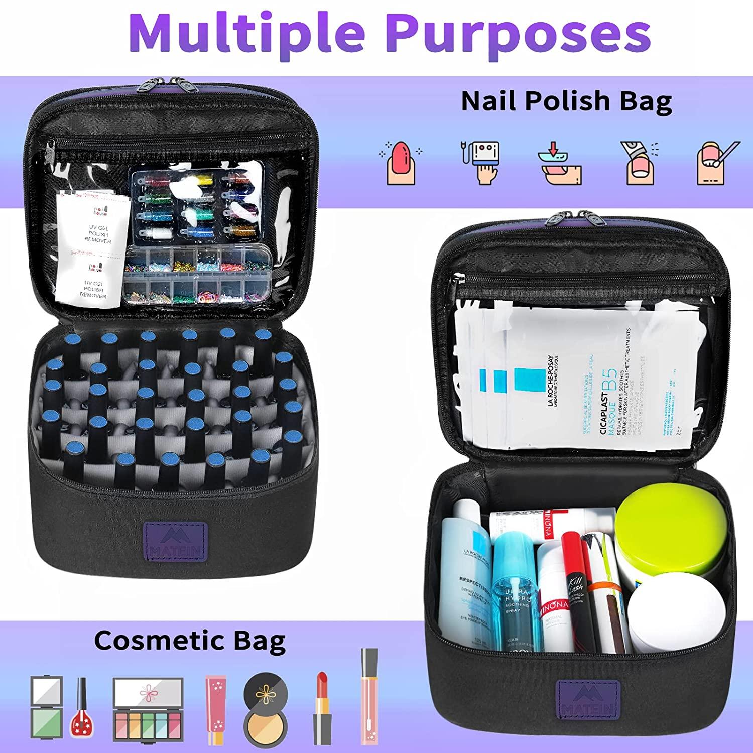 Nail Polish Carrying Case, Womens Fingernail Polish Travel Organizer Holds  30 Bottles, Water Resistant Double Layer Holder Storage Bag for Manicure  Accessories, Nail Supply, Black