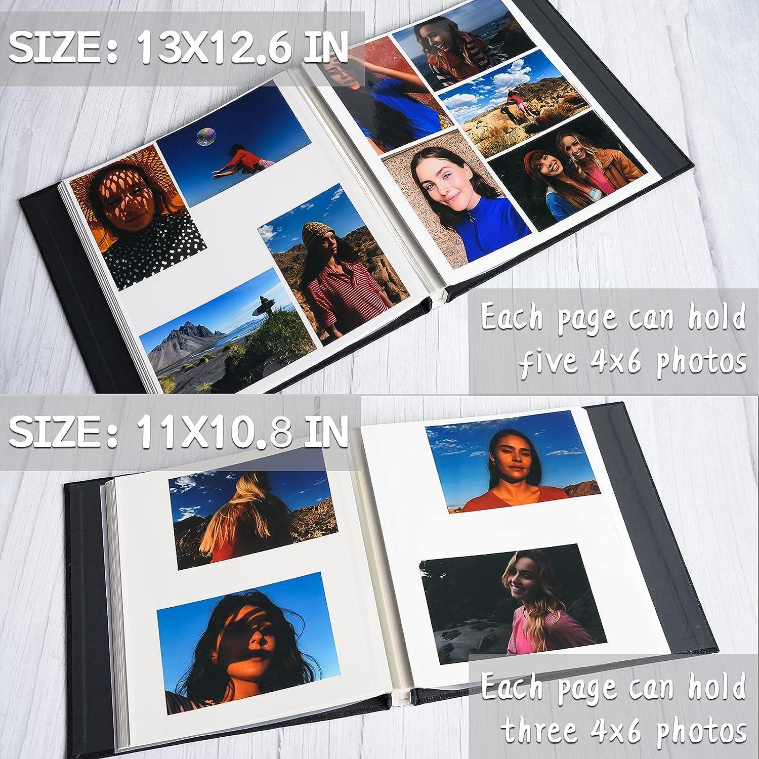 Vienrose Photo Album Self Adhesive 4x6 5x7 3x5 8x10 10x12 Scrapbook Album  DIY Scrap Book with A Metallic Pen (13x12.6 60 Pages, Grey) 