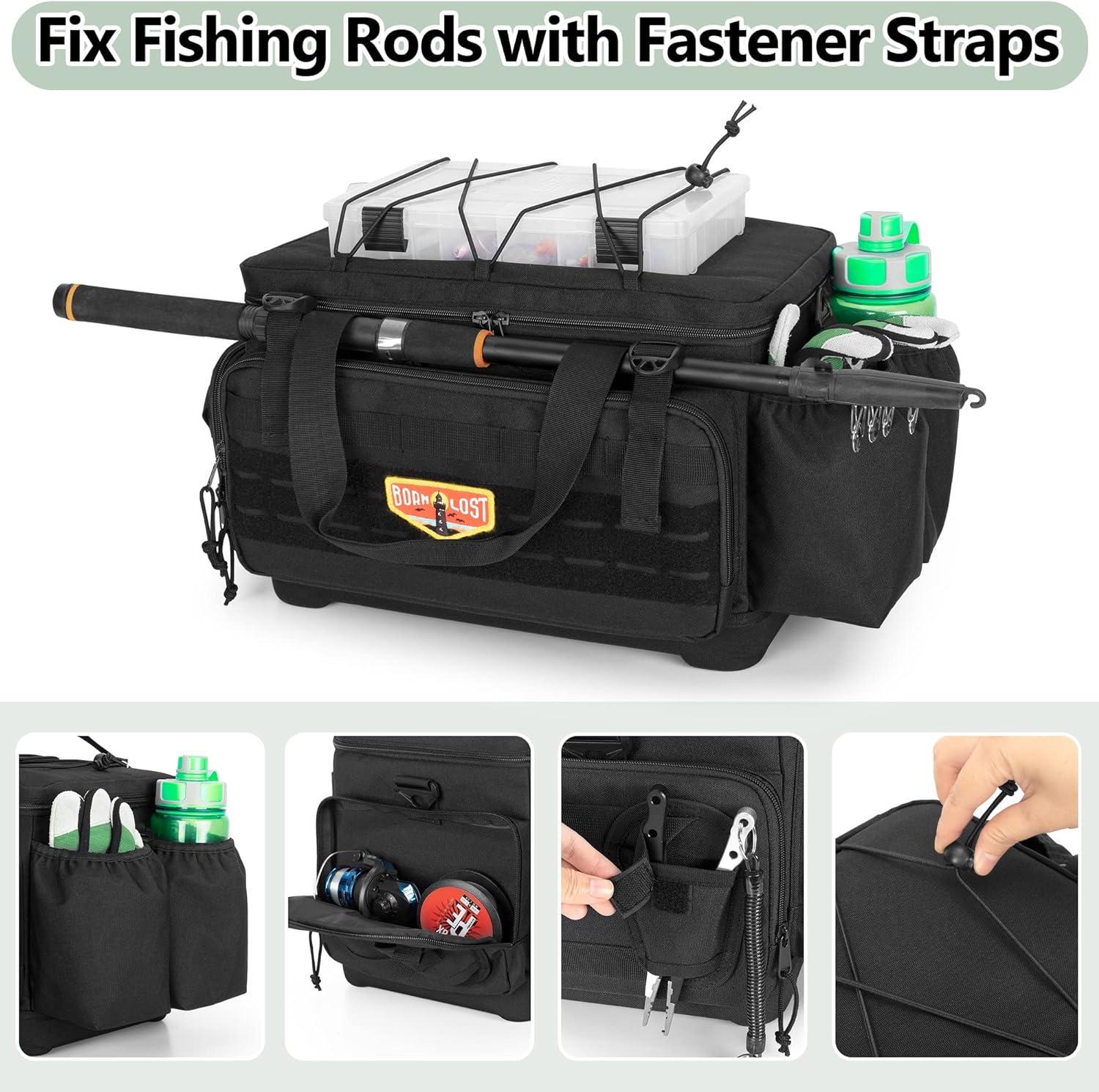 Men Fishing Tackle and Rod Holder Waterproof Storage Bag with Non