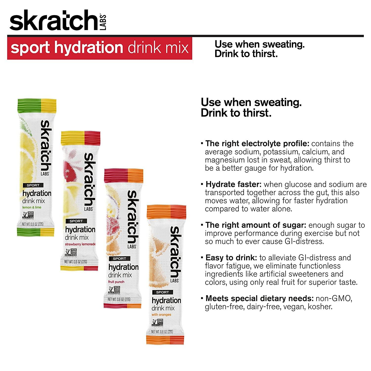 SKRATCH LABS Hydration Packets Hydration Drink Mix, Variety Pack (20 Single  Serving Packets) - Electrolyte Powder Developed