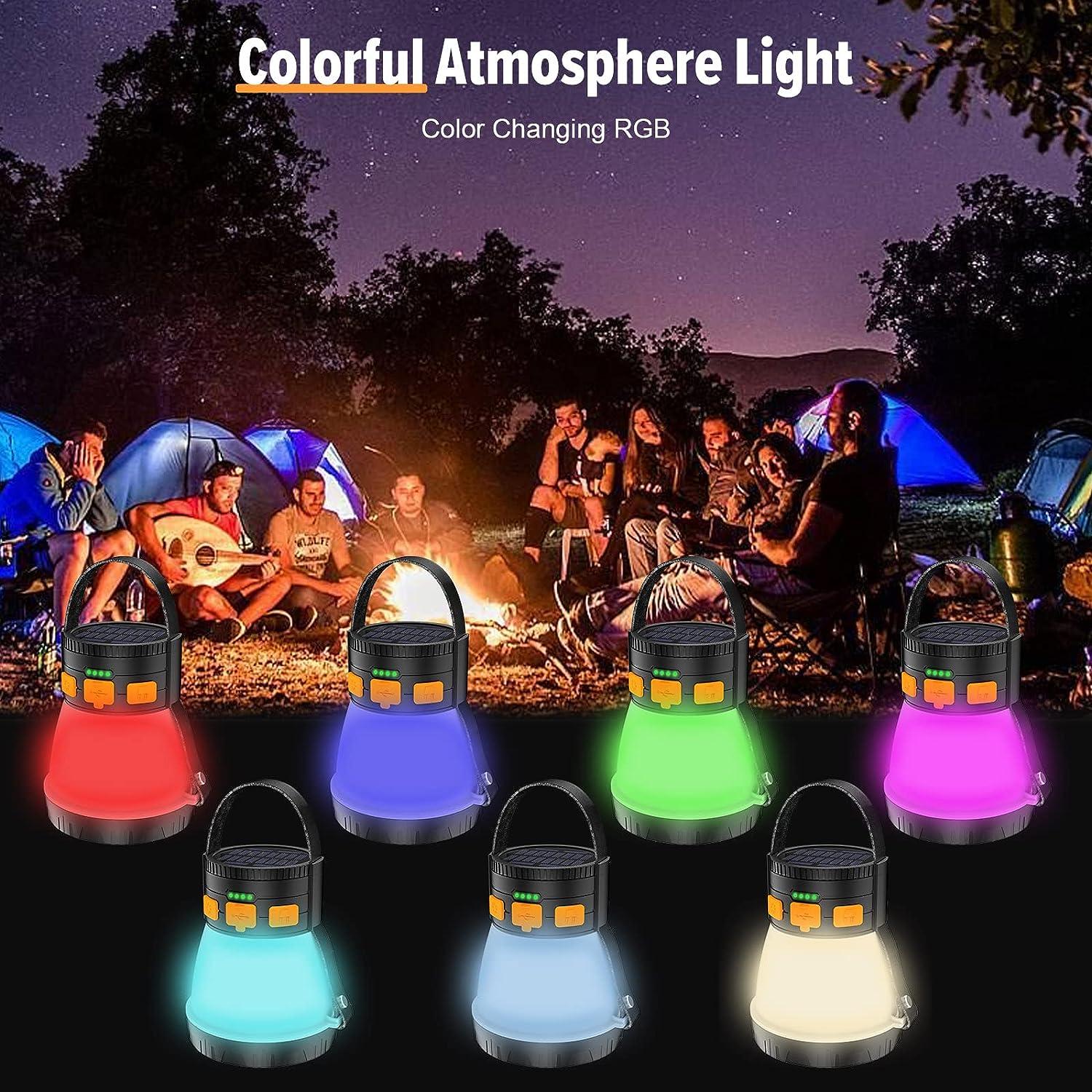 LED Camping Lantern, Rechargeable Solar Camping Light with 1500LM, 7200mAh  Capacity Battery Powered Waterproof Tent Light, Portable Bright RGB  Flashlight for Emergency, Outdoor Hiking, Power Outages
