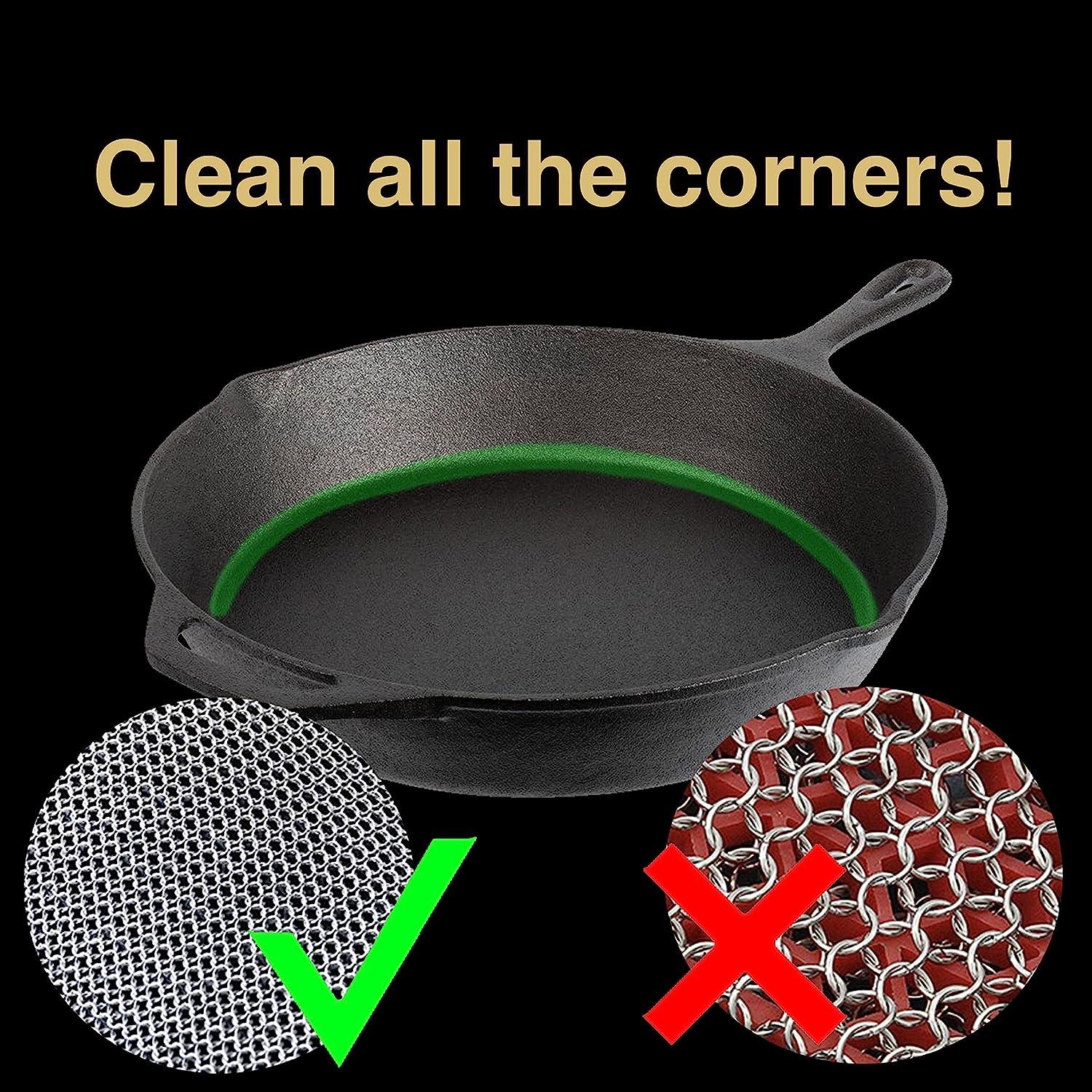 Kitchen-Pro Cast Iron Chainmail Scrubber with Silicone Insert