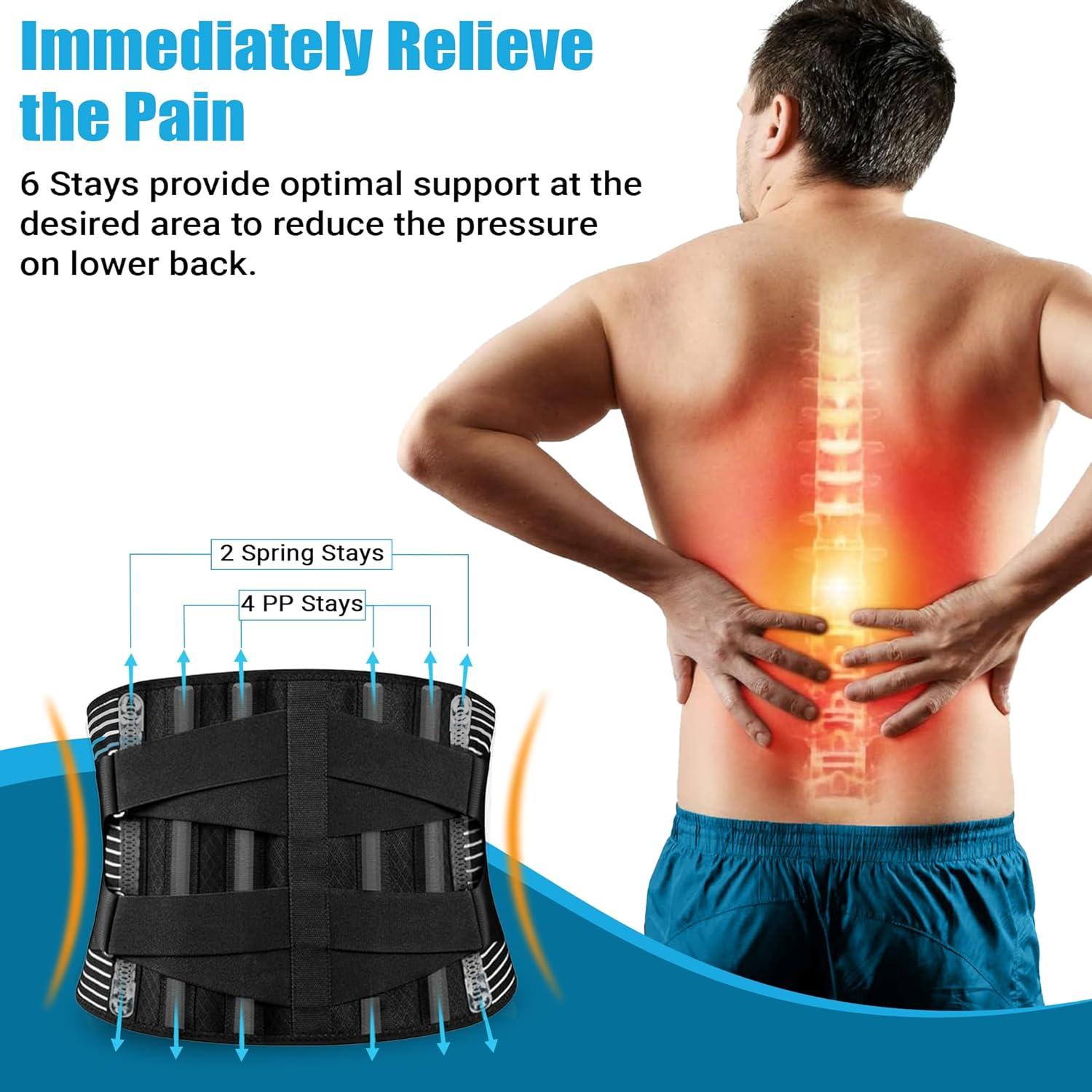 Back Braces for Lower Back Pain Relief with 6 Stays, Breathable
