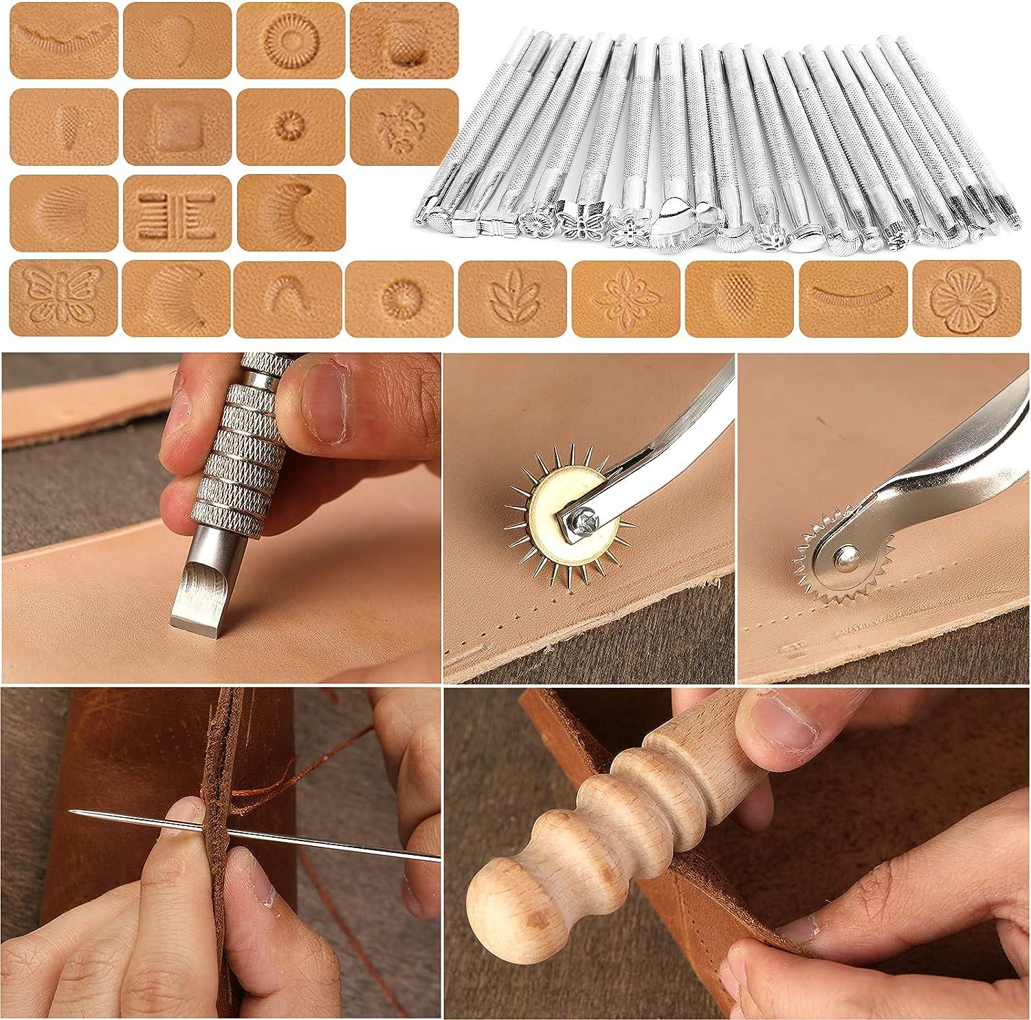 Cheap U+V Shaped Leather Punching Tool S/L Groover Edge Beveler Durable  Leather Stitching Leather Tool