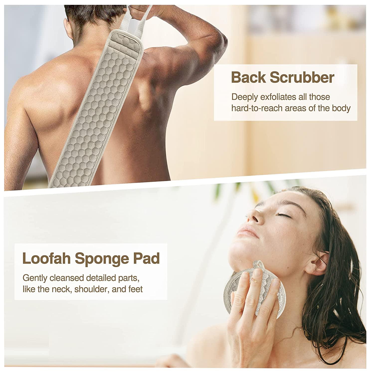 Soft Bath Sponge Gentle Soothing Body Sponge Natural Fiber Exfoliating  Shower Sponge for Women Men Kids, 3 Pack, Oval Shape
