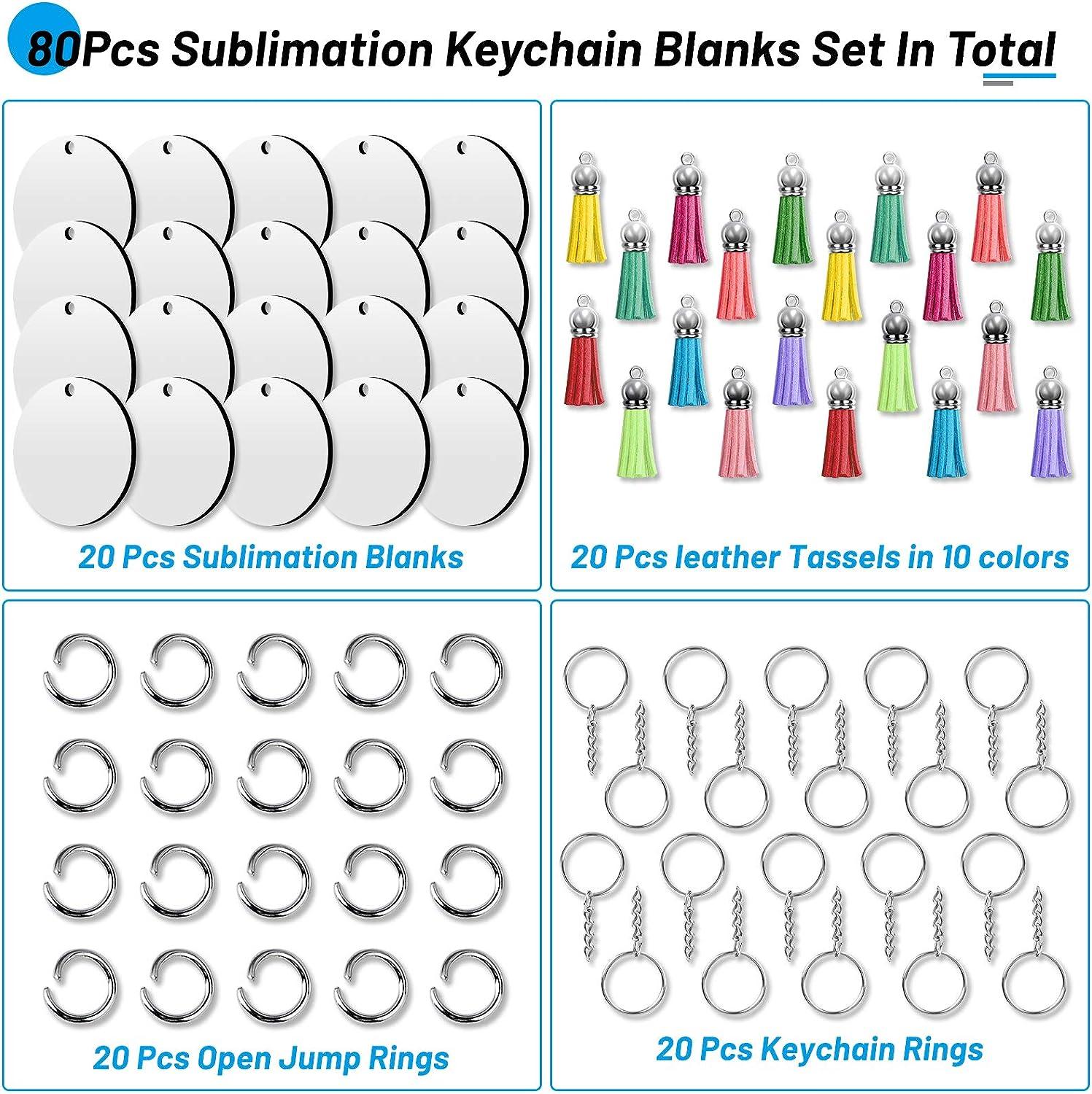 Cruzix Sublimation Blanks Keychains Bulk, 200 Pcs Keychains Ornament Tag Set Include 50 Pcs Heat Transfer Double-Side Sublimation Blanks, Key Chains
