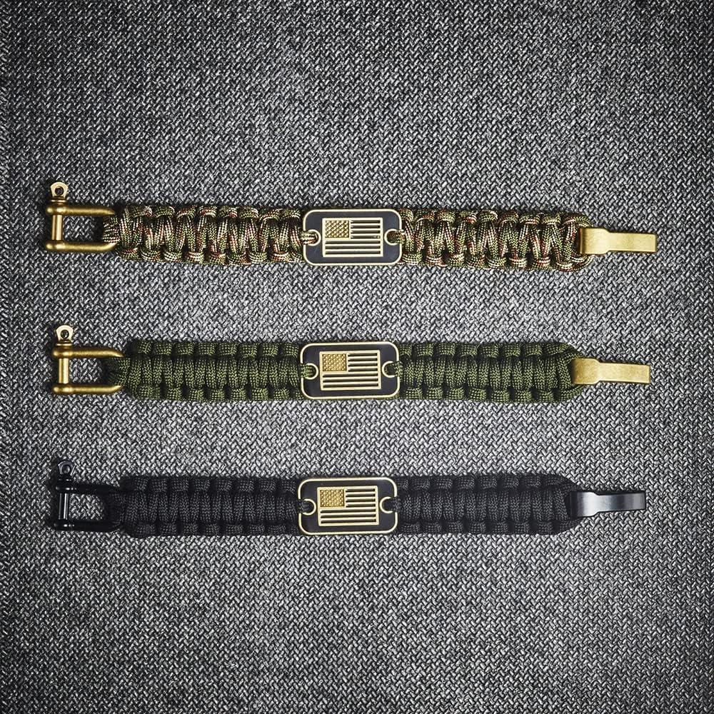 Onewly Paracord Bracelets - Bracelets for Men - Paracord Bracelets Kit with Bronze USA Flag for Veterans Day Gifts - Match with Pulseras Para Hombres