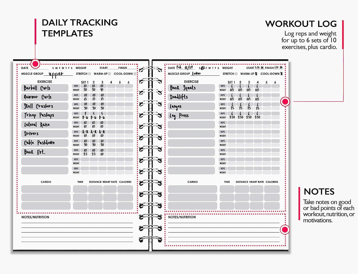 JUBTIC Fitness & Workout Journal for Women and Men, 6 Months Weight Loss  Journal, Fitness Planner to Track Exercise Progress, Workout Log Book 
