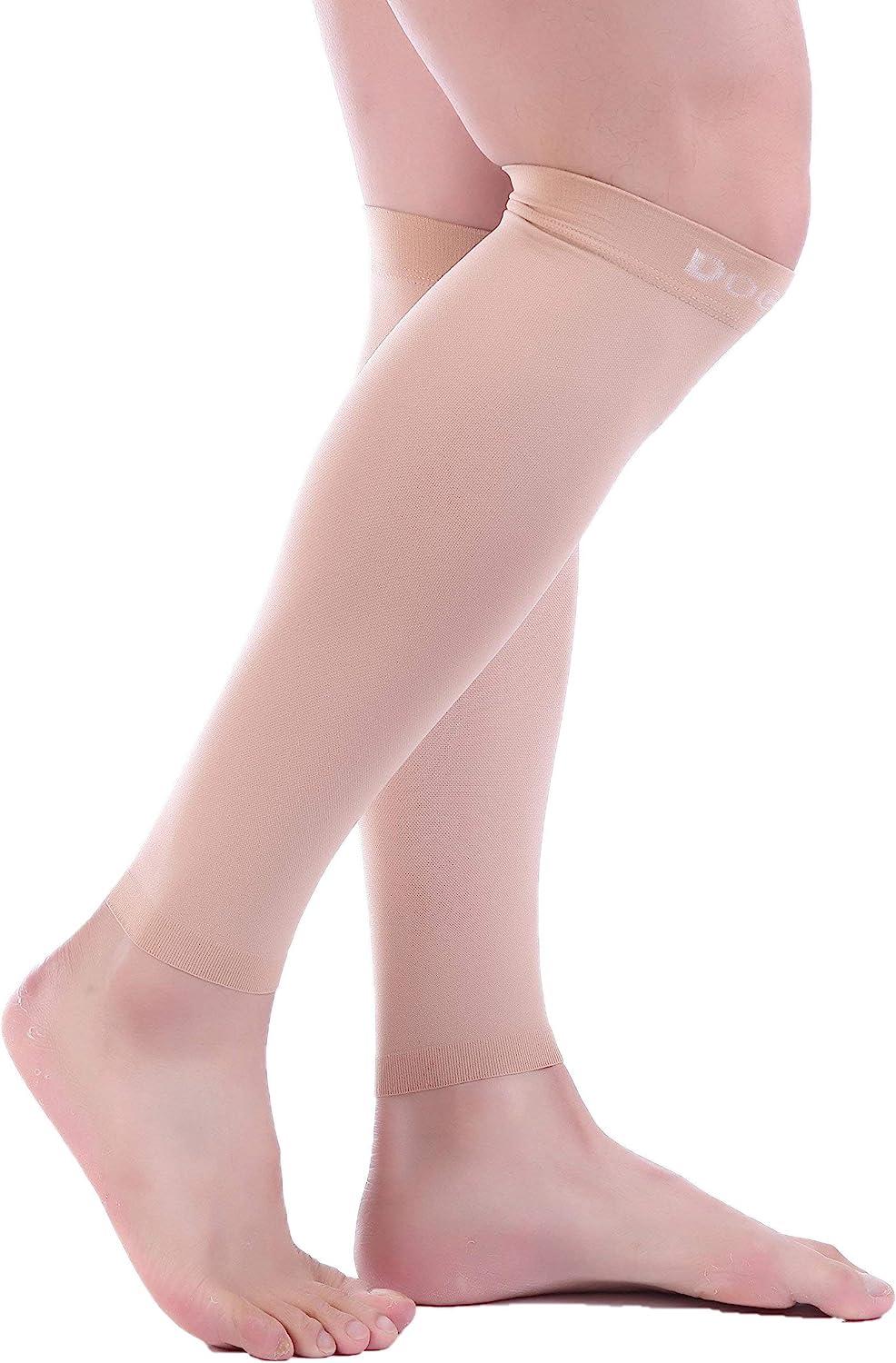 Doc Miller Calf Compression Sleeve Men and Women 20-30 mmHg, Shin Splint  Compression Sleeve for Varicose Veins and Maternity 1 Pair ( Pink Pink  White