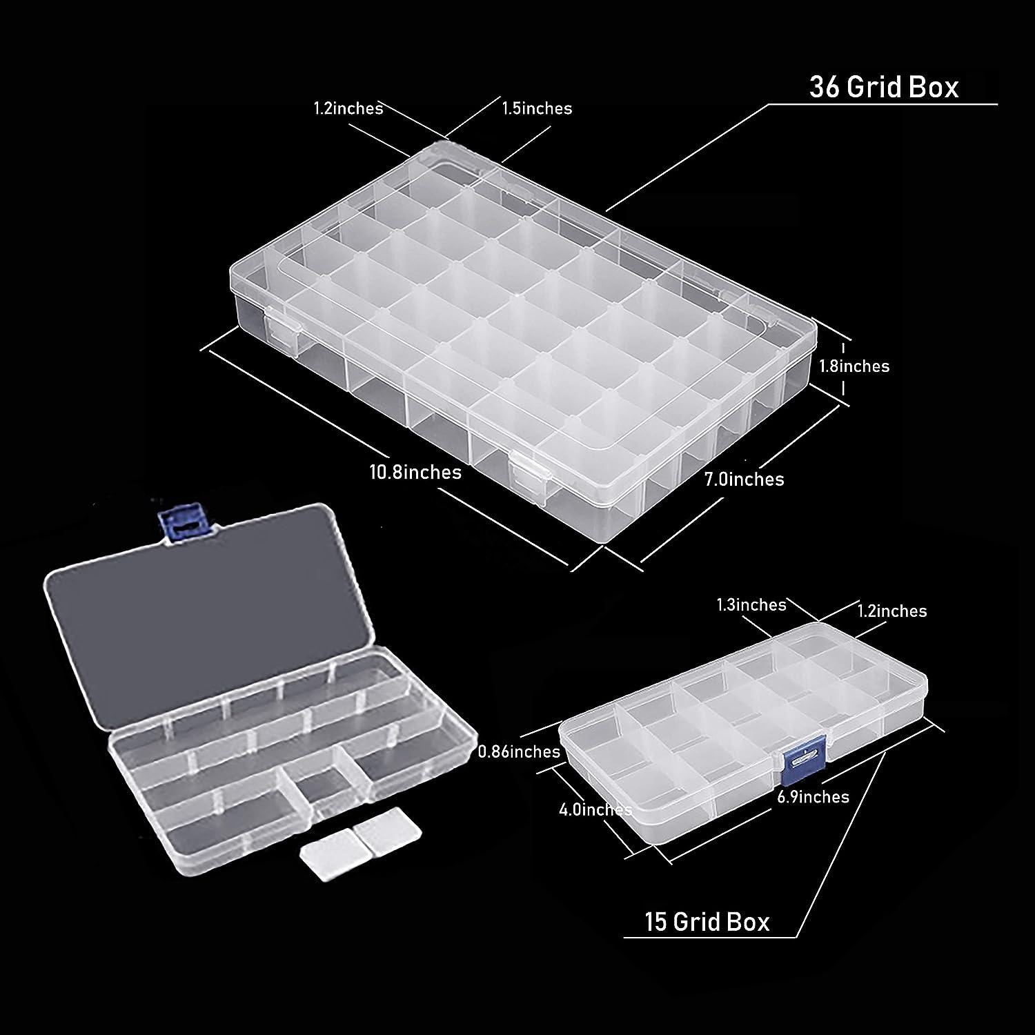 Snowkingdom Large 15 Girds Organizer Box with Removable Dividers/Clear  Plastic Storage Container Adjustable Compartment for