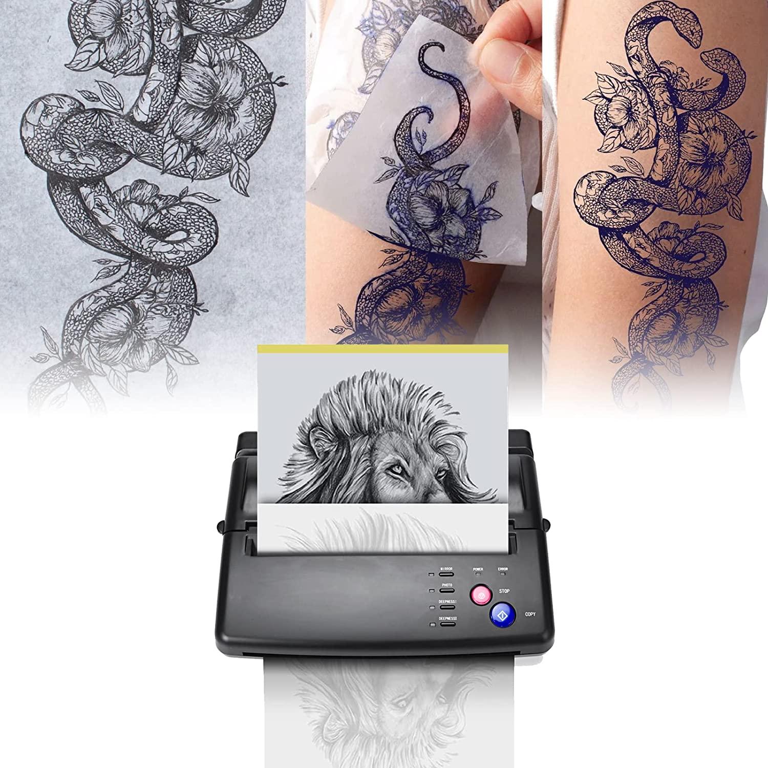 PELCAS Tattoo Stencil Printer Machine Thermal Printer Tattoo Stencil  Machine with 10pcs Tattoo Transfer Paper Copier Printer for Tattooing  Artist Tattoo Supplies(Black) , tattoo printer - lyncott.mx