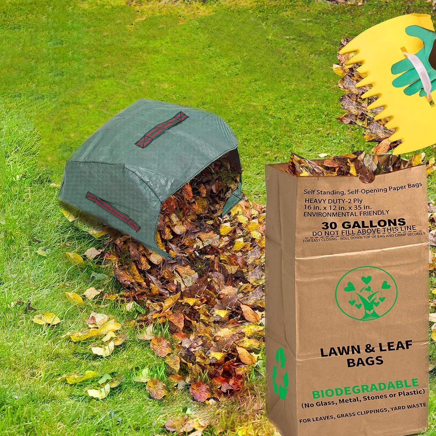 10 Count 30 Gallon Lawn and Leaf Bags with Leaf Scoops & 53 GAL