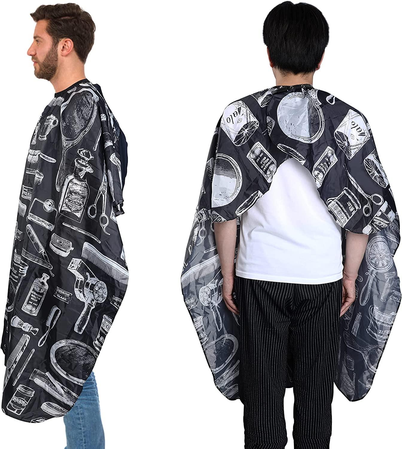  Barber Capes for Men Hair Cutting Salon Cape with Snaps  Waterproof Professional Large Barber Hairdresser Gown Stylist Cape- 63”×  56”(Back Pattern) : Beauty & Personal Care