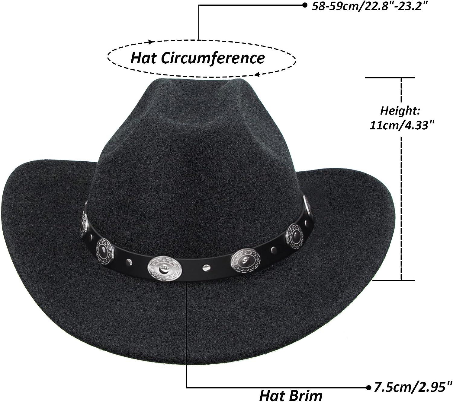 Classic Felt Wide Brim Western Cowboy & Cowgirl Hat with Buckle for Women and Men