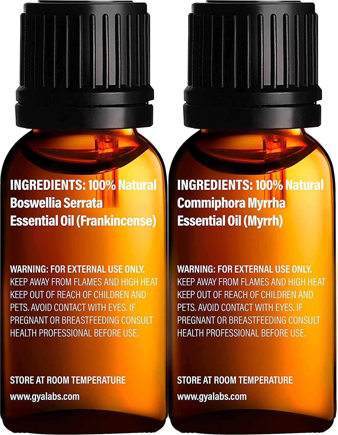 Gya Labs Frankincense and Myrrh Oils for Diffuser (0.34 fl oz x 2)