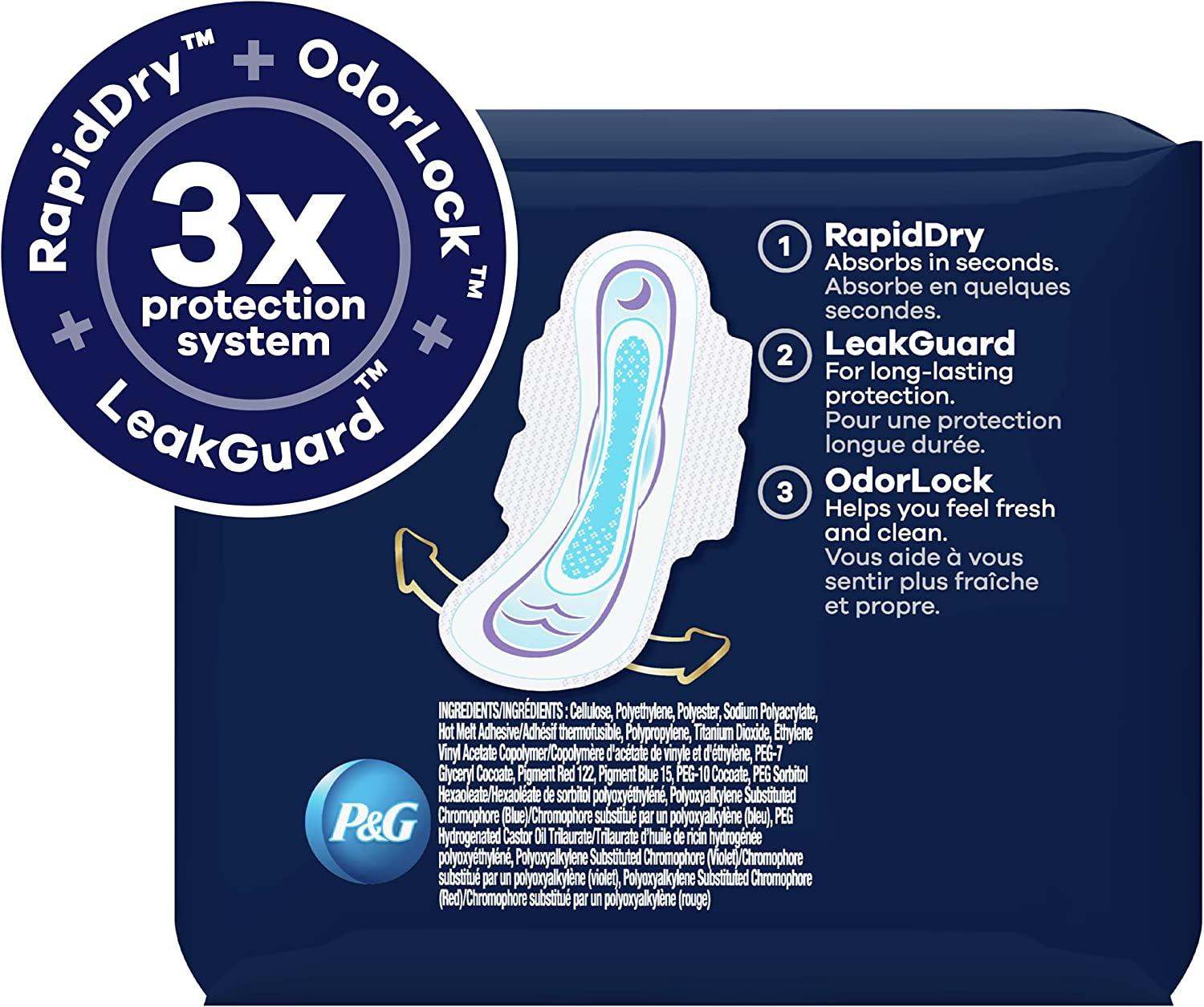 Always Ultra Thin Overnight Pads with Wings, Size 5, Extra Heavy Overnight  Absorbency, 34 Count 