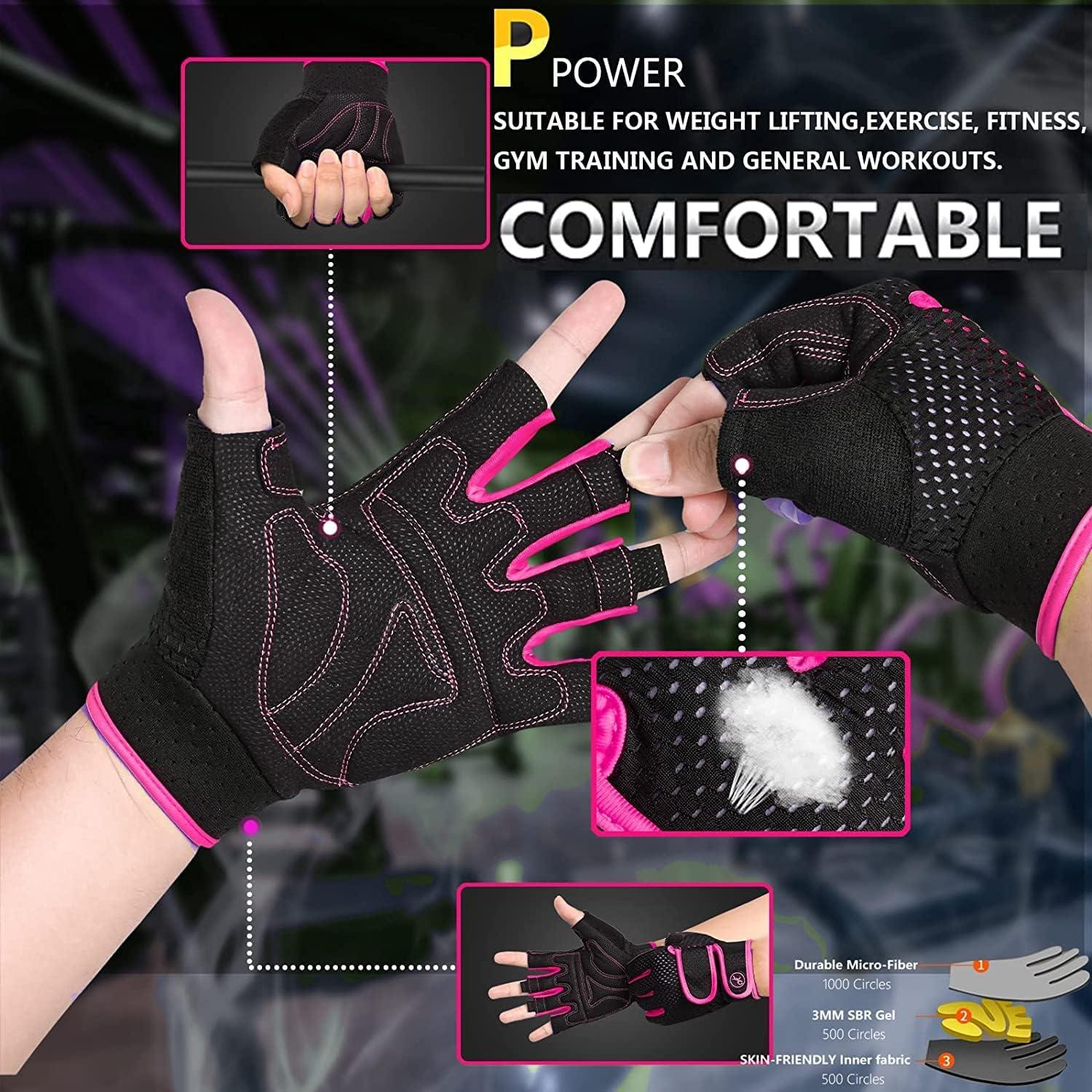 SueStar Micro Workout Gloves for Women 3/4 Finger Gym Gloves, Full