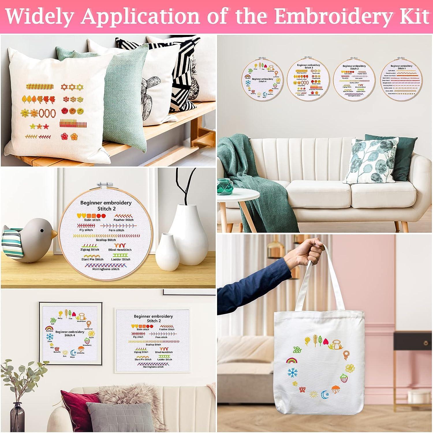 Embroidery Kit for Beginners with Pattern Cross Stitch kit,Embroidery  Starter Kit Including Embroidery Hoop,Bamboo Embroidery Hoop,Color Threads  and Tool Kit Full Range of Embroidery Starter Kit 1set 