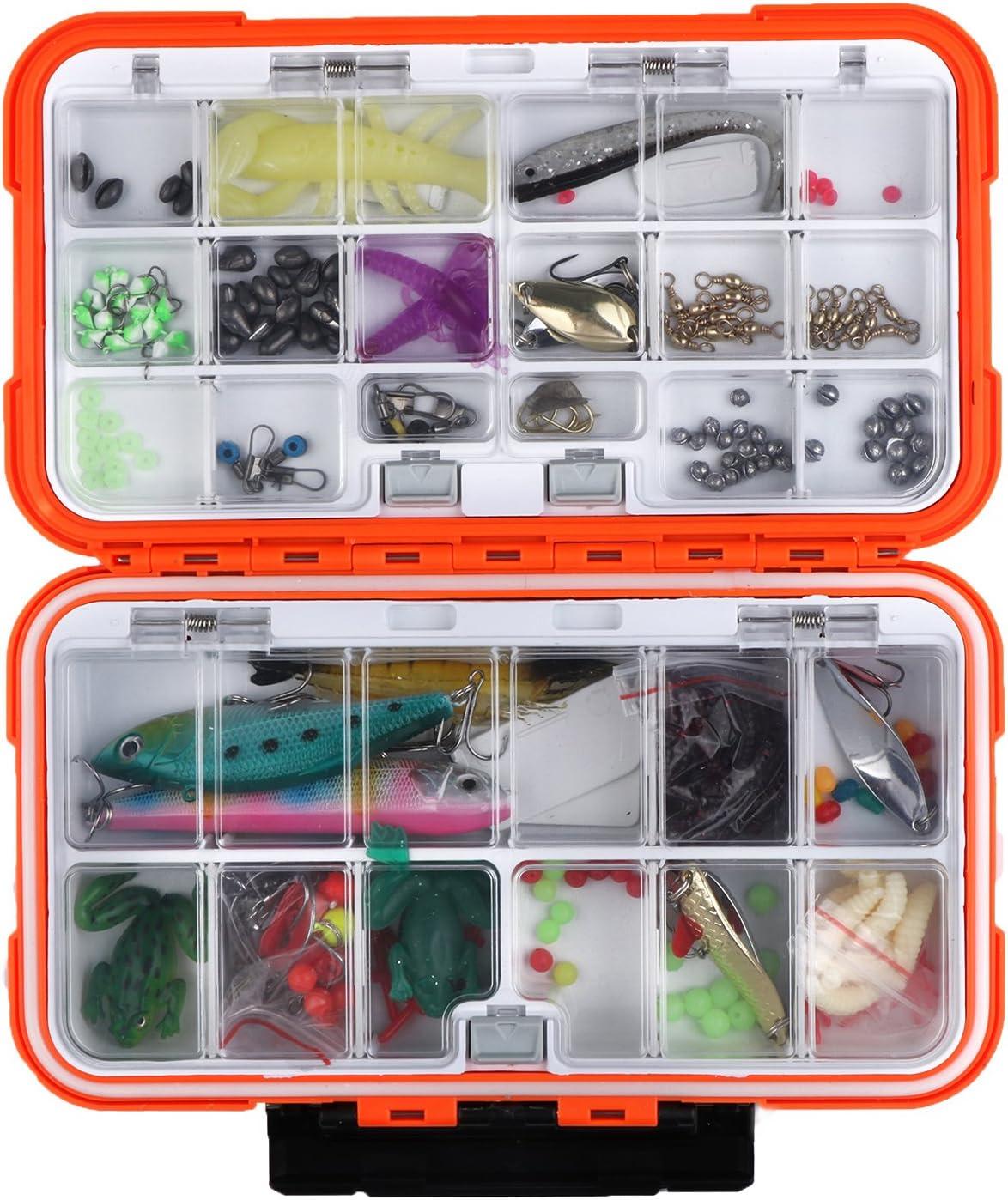 Goture Small Tackle Box, Waterproof Fishing Lure Boxes, Storage Case Bait  Plastic Accessories Containers Orange SMALL 7.8'' X 4.2'' X 1.8'' 