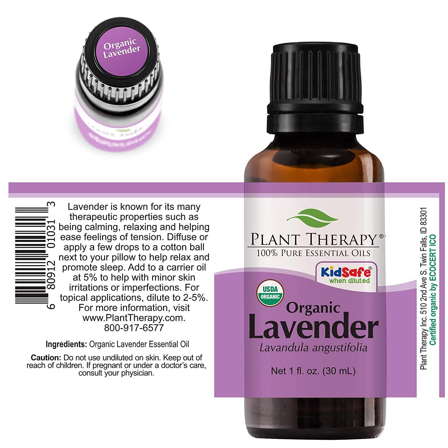 Plant Therapy Organic Lavender Essential Oil 100% Pure, USDA Certified  Organic, Undiluted, Natural Aromatherapy, Therapeutic Grade 10 mL (1/3 oz)