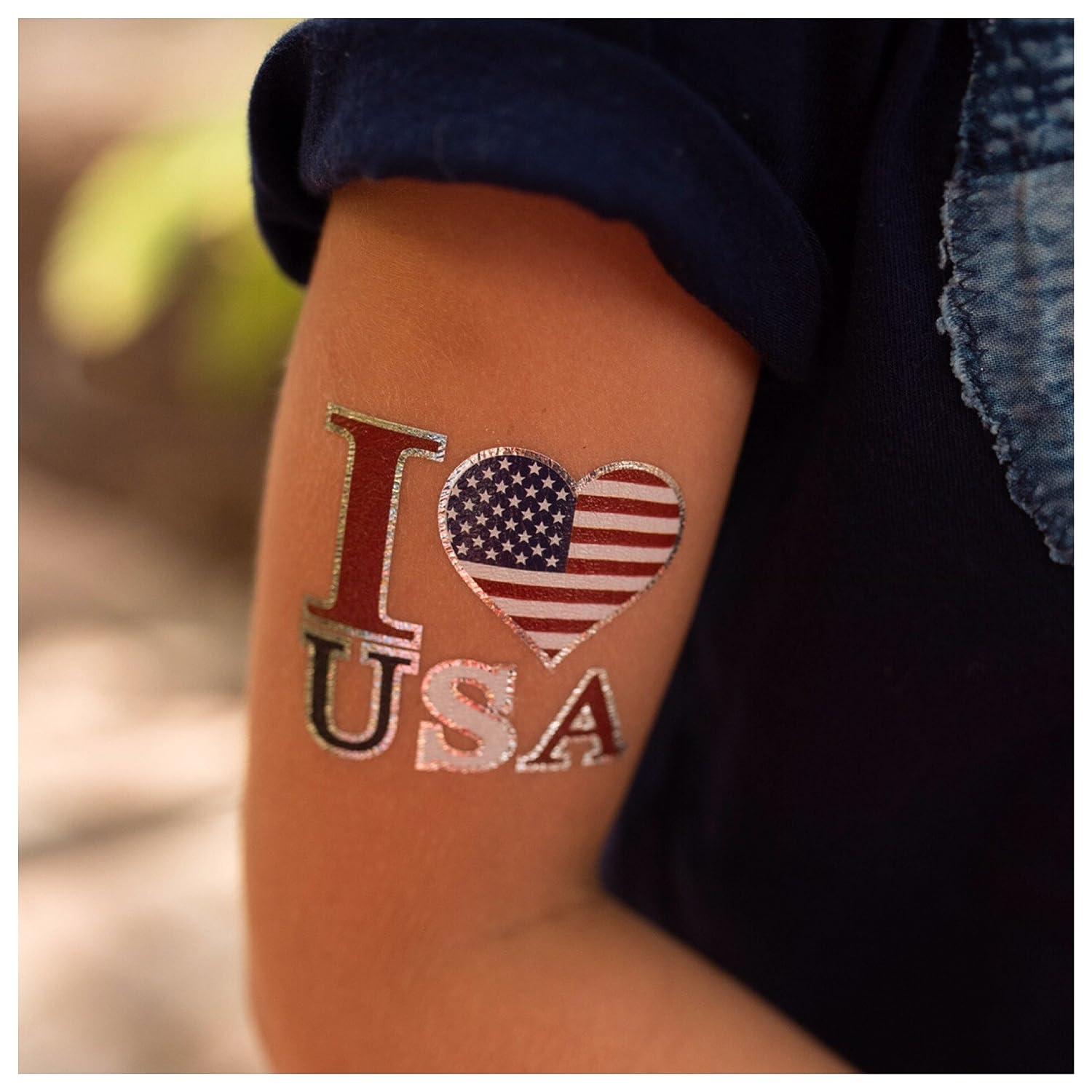 4th of July Temporary Tattoos with American Flag, Independence Day Tattoos  , 4th of July, National Day, Memorial Day for Patriotic Party Decorations  Favors Supplies - Walmart.com