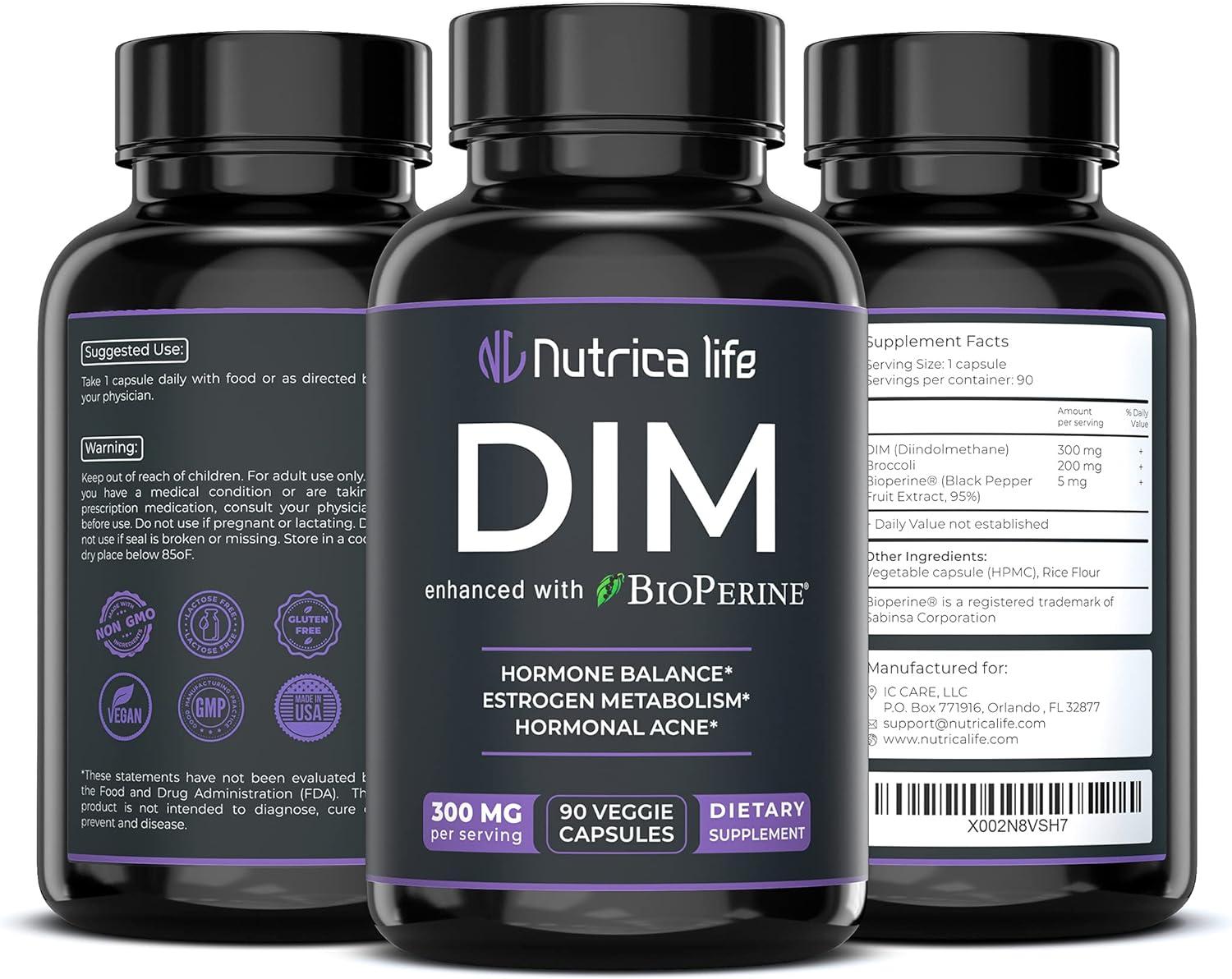 Liberty Lifestyle DIM Supplement 200mg - DIM Diindolylmethane Plus  BioPerine - Estrogen Balance, Hormone Menopause Relief, Acne Treatment,  Vegan - 120