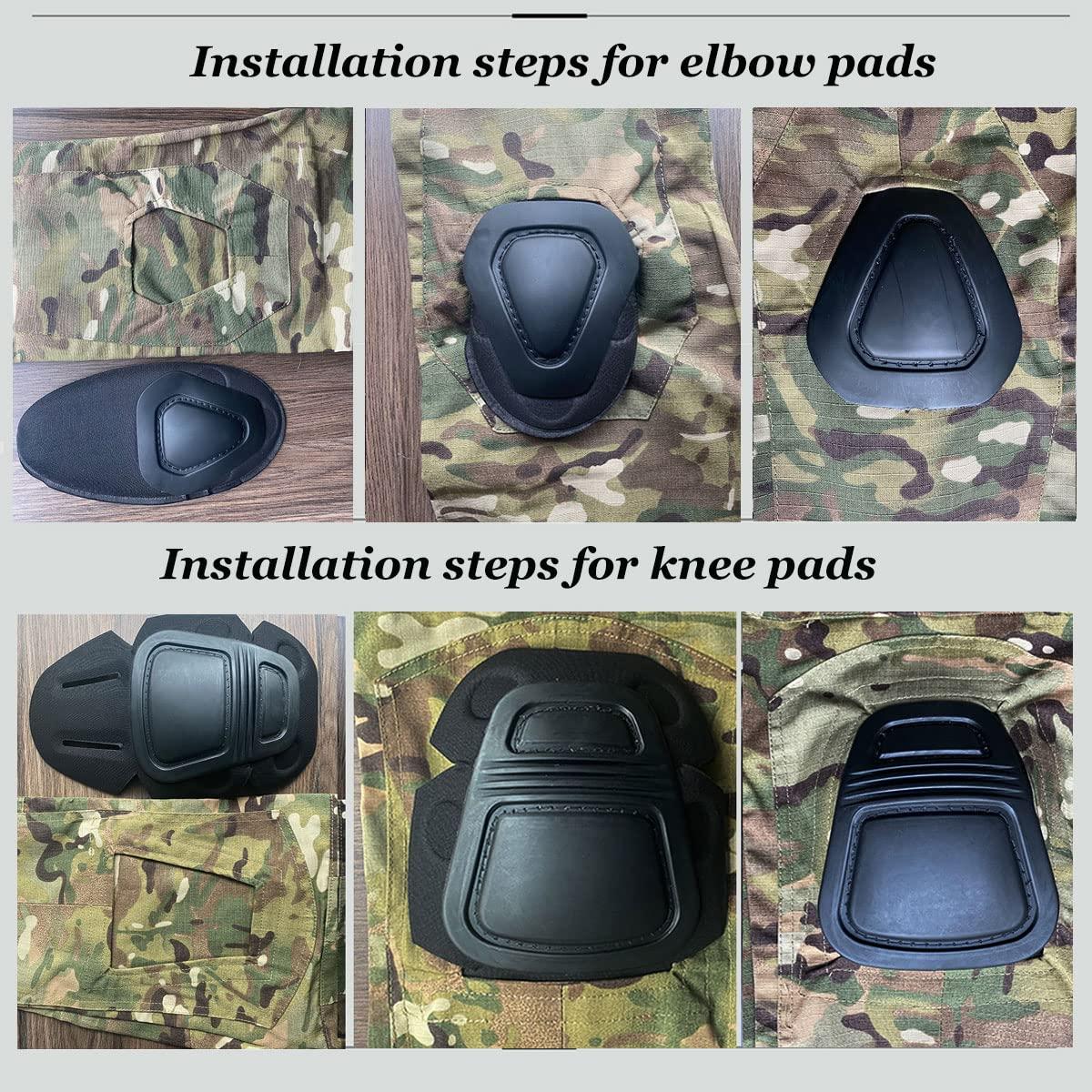 LNFINTDO Tactical Knee and Elbow Pads Paintball Protective Pads Knee Pad  Inserts for Tactical Military Airsoft Hunting Pants Black