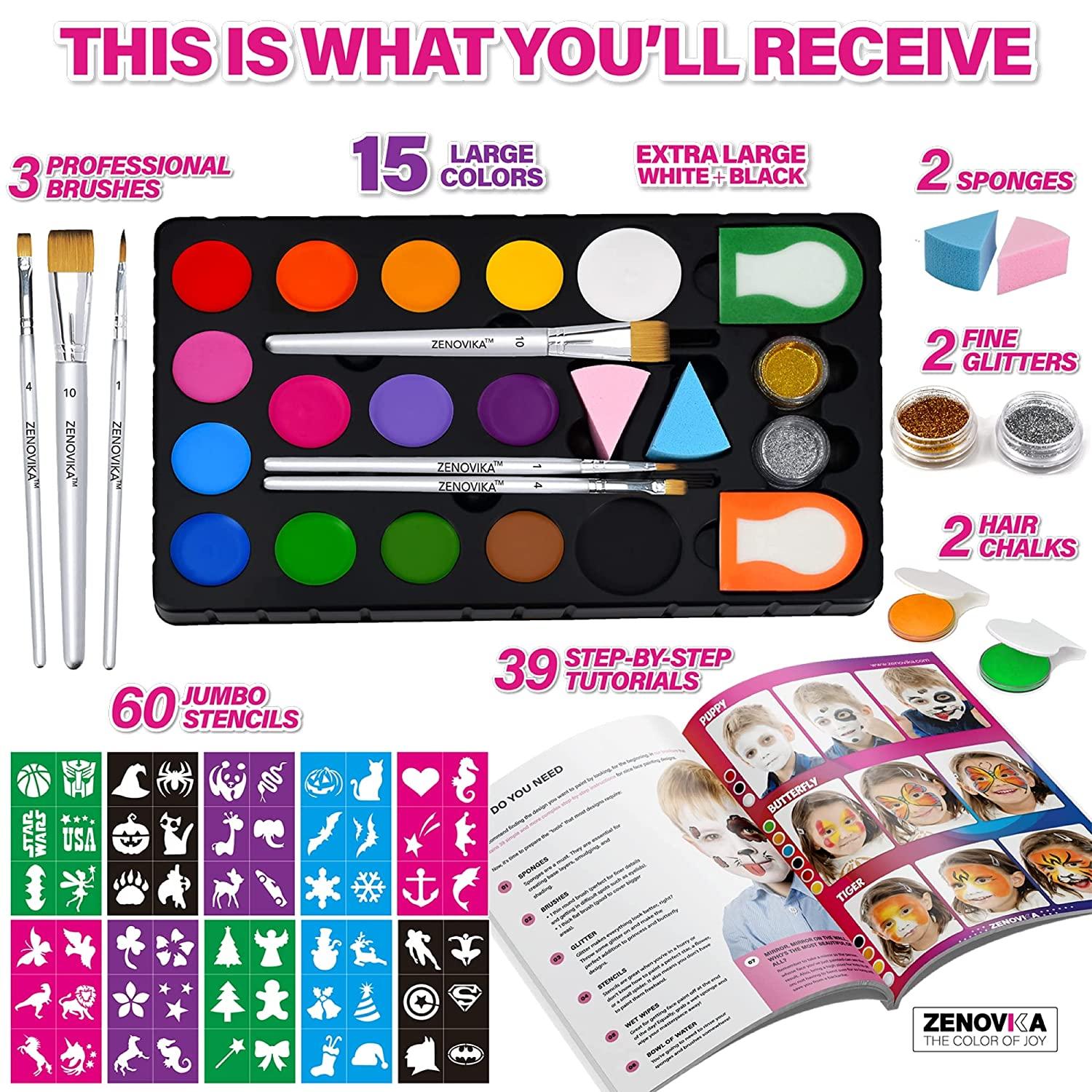  Face Paint Kit for Kids with 60Stencils