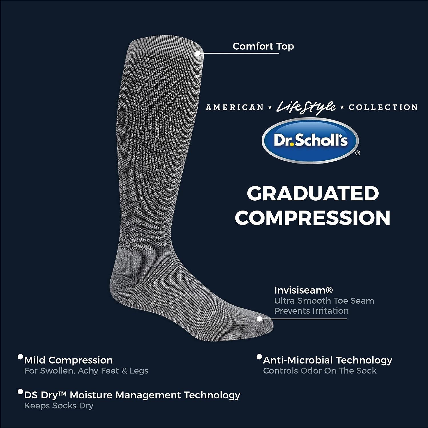 Dr. Scholl's Men's Work Compression Over the Calf Socks 3 Pack