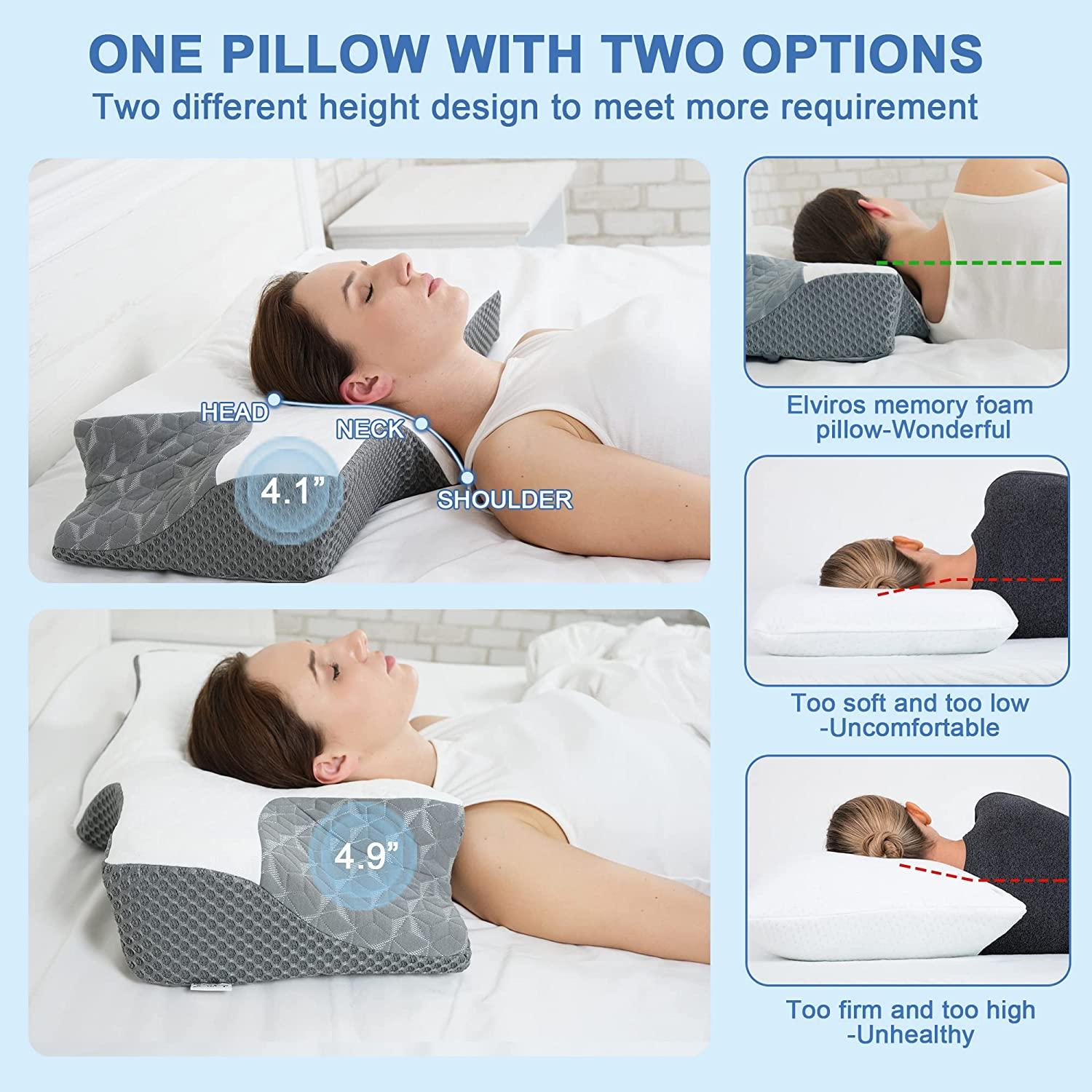 Cervical Memory Foam Pillow, Contour Pillows for Neck and Shoulder Pain,  Ergonomic Orthopedic Sleeping Contoured Support Pillow for Side Sleepers