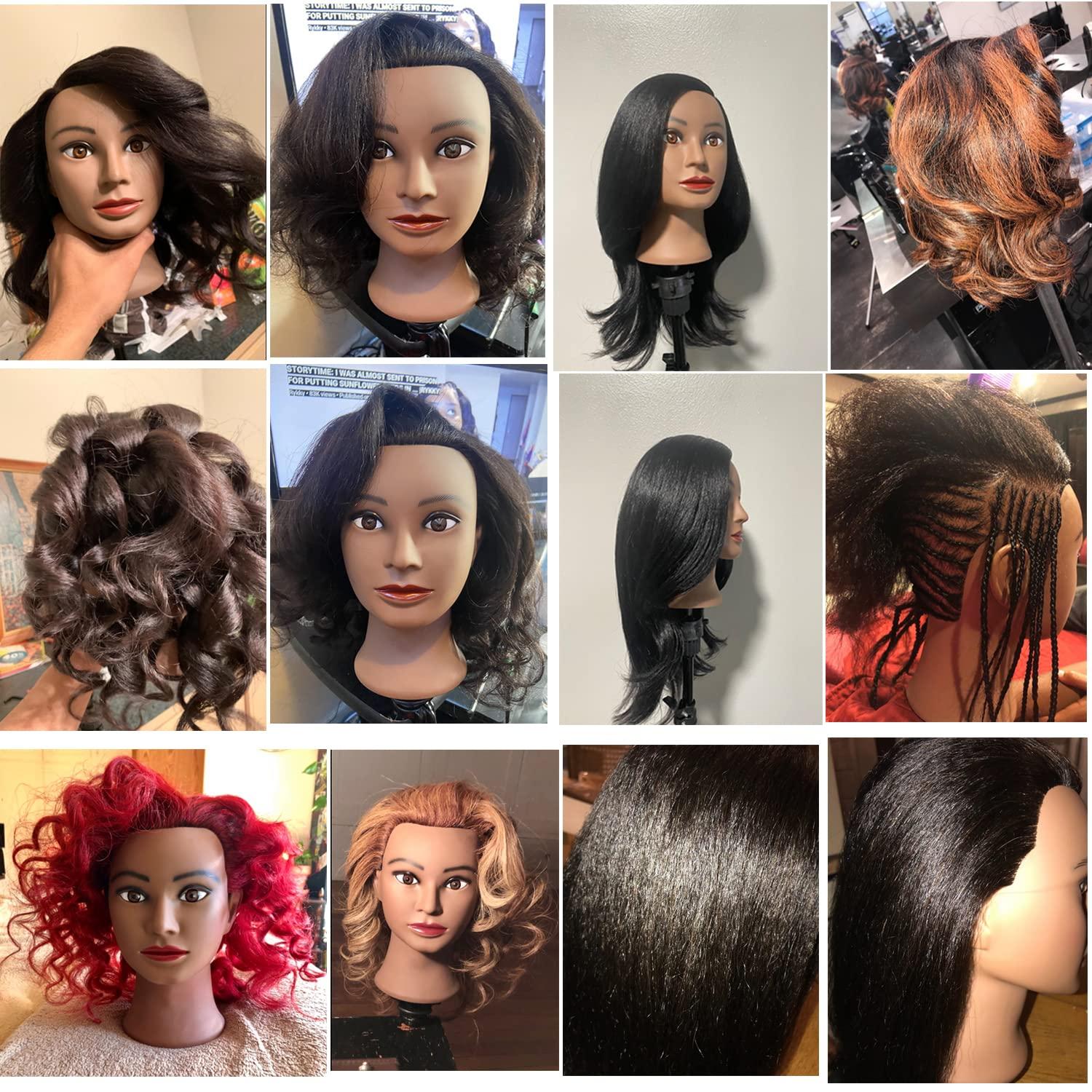 Mannequin Head Human Hair 16, Braiding Doll Practice Head Made By 100%  Real Hair, Cosmetology Manikin Head For Hairdressers Practice Braiding Hair