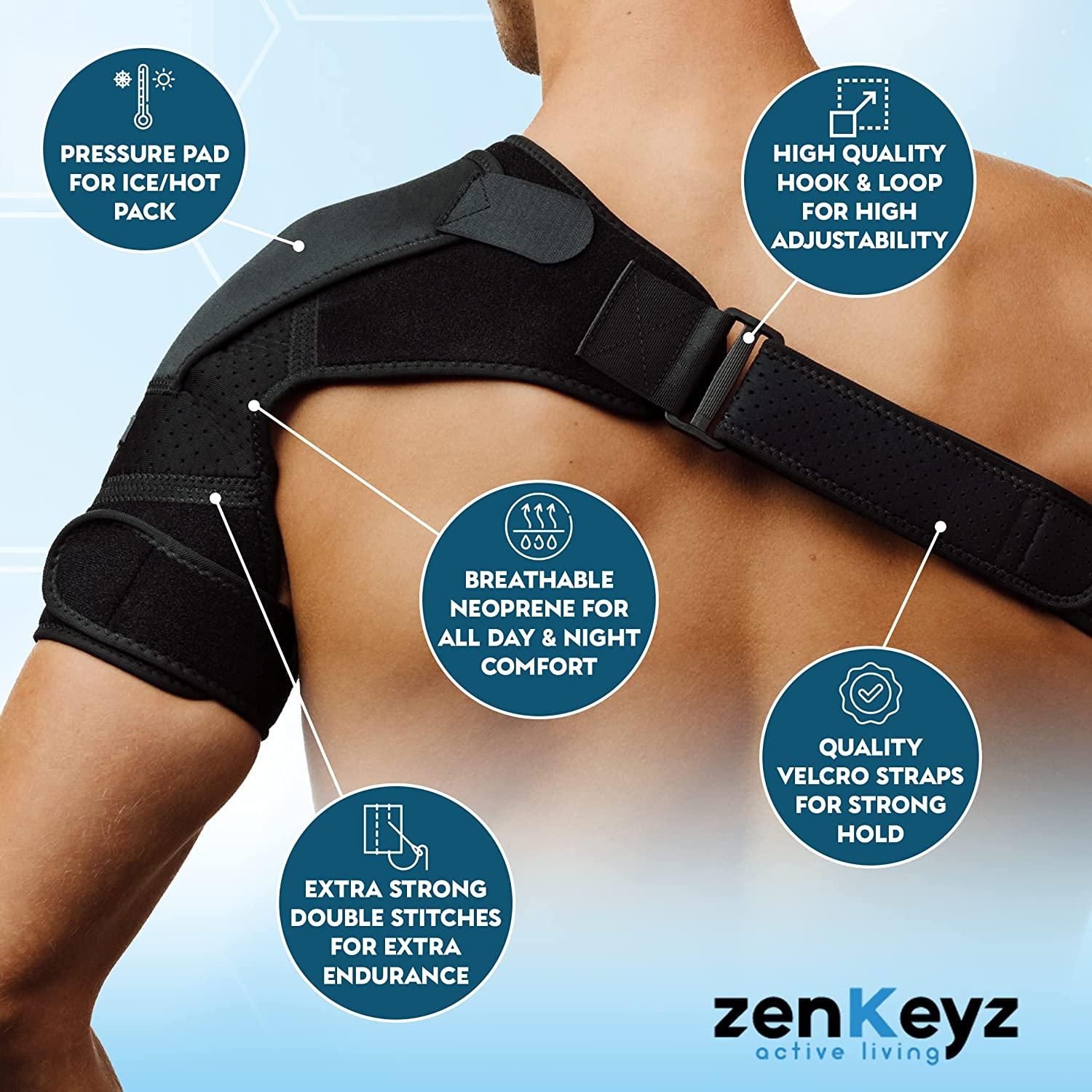 ZENKEYZ Shoulder Brace for Men & Women, Shoulder Immobilizer  for Torn Rotator Cuff, Tendonitis, Dislocation, Pain, Neoprene Shoulder  Compression Sleeve Wrap (Gray, Small/Medium) : Health & Household