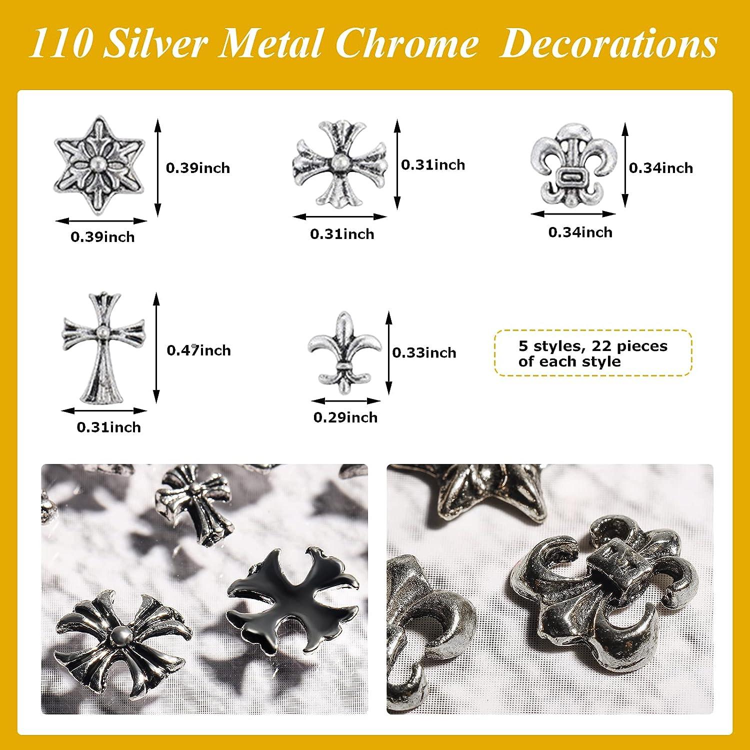  110Pcs Cross Nail Charm 3D Nail Charms for Acrylic Nails Punk  Vintage Metal Silver Gold Nail Rhinestones Planet Nail Gems Nail Art  Supplies for DIY Nail Decorations (Retro Silver) : Beauty