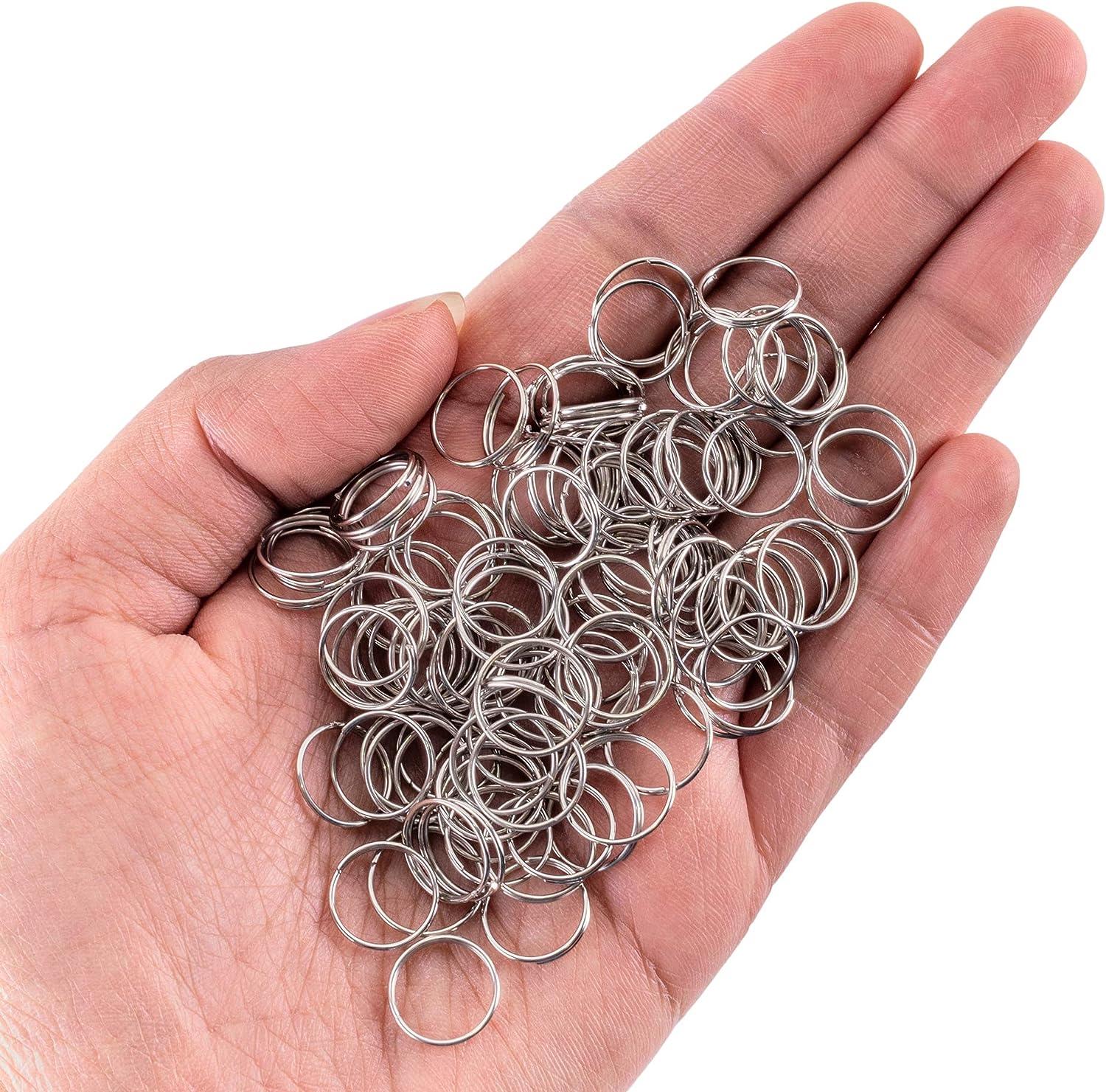 100 Sets Keychain Rings for Crafts, Round Split Key Rings, Metal